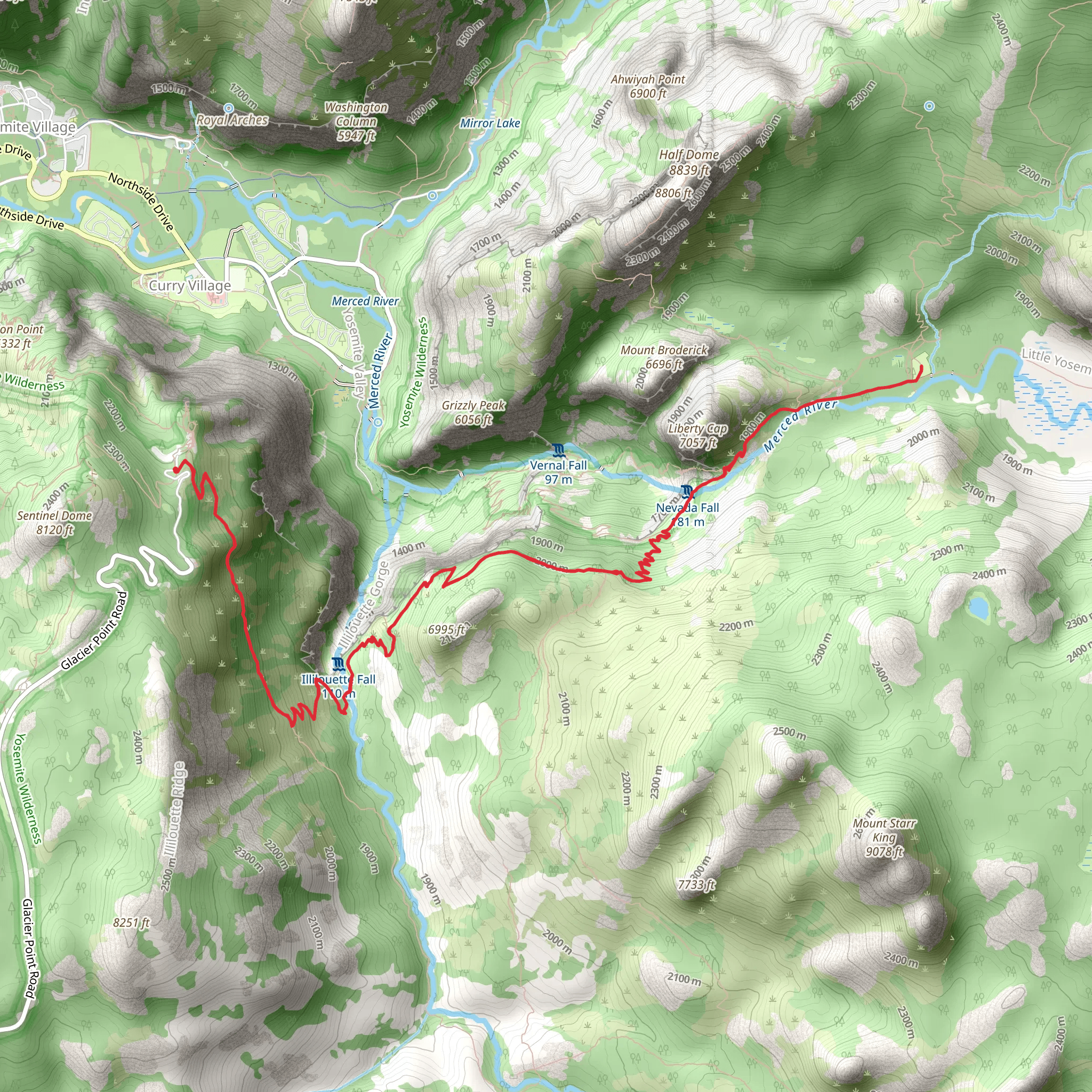 Little Yosemite Valley Campground via Panorama Trail mobile static map