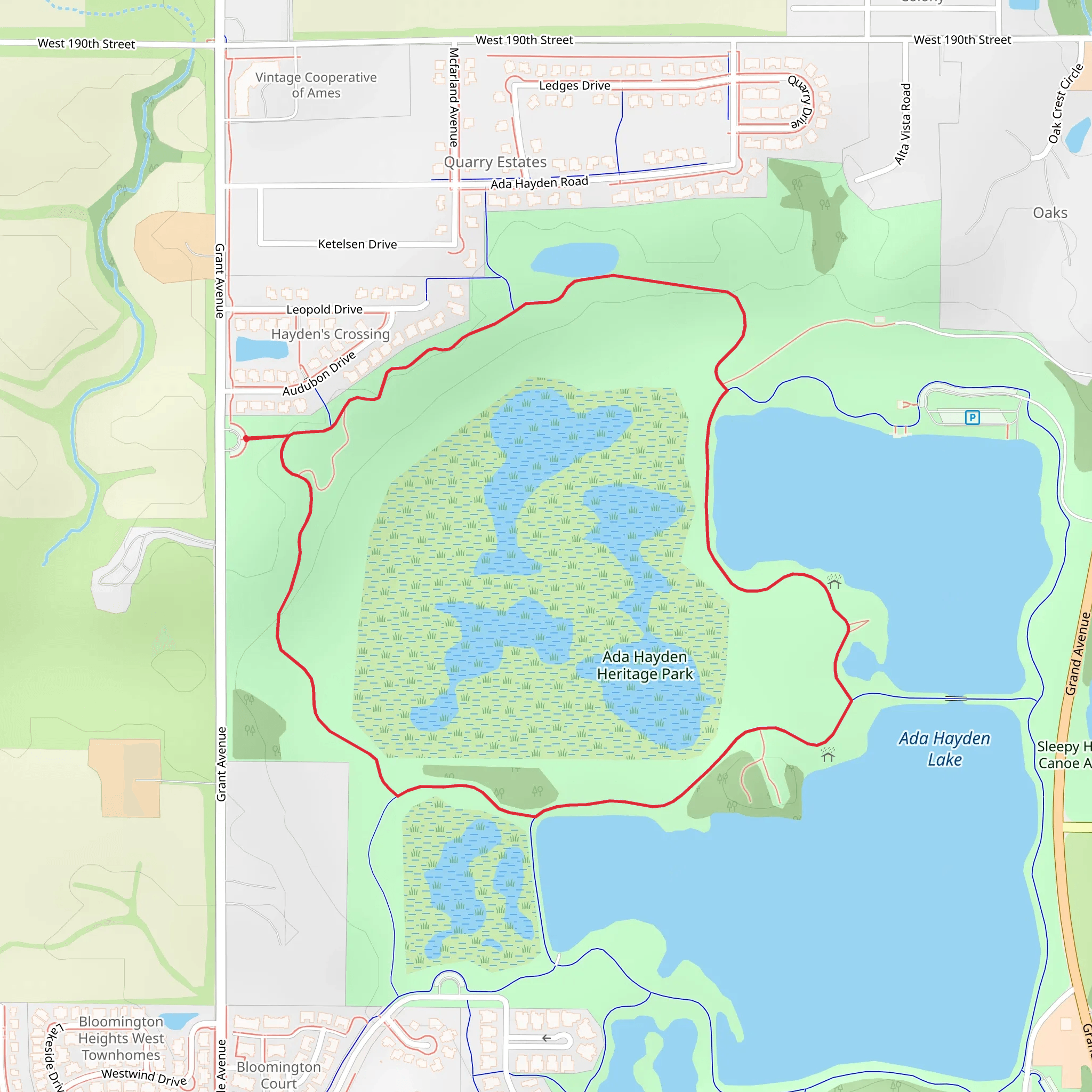 Ada Hayden Park Loop mobile static map