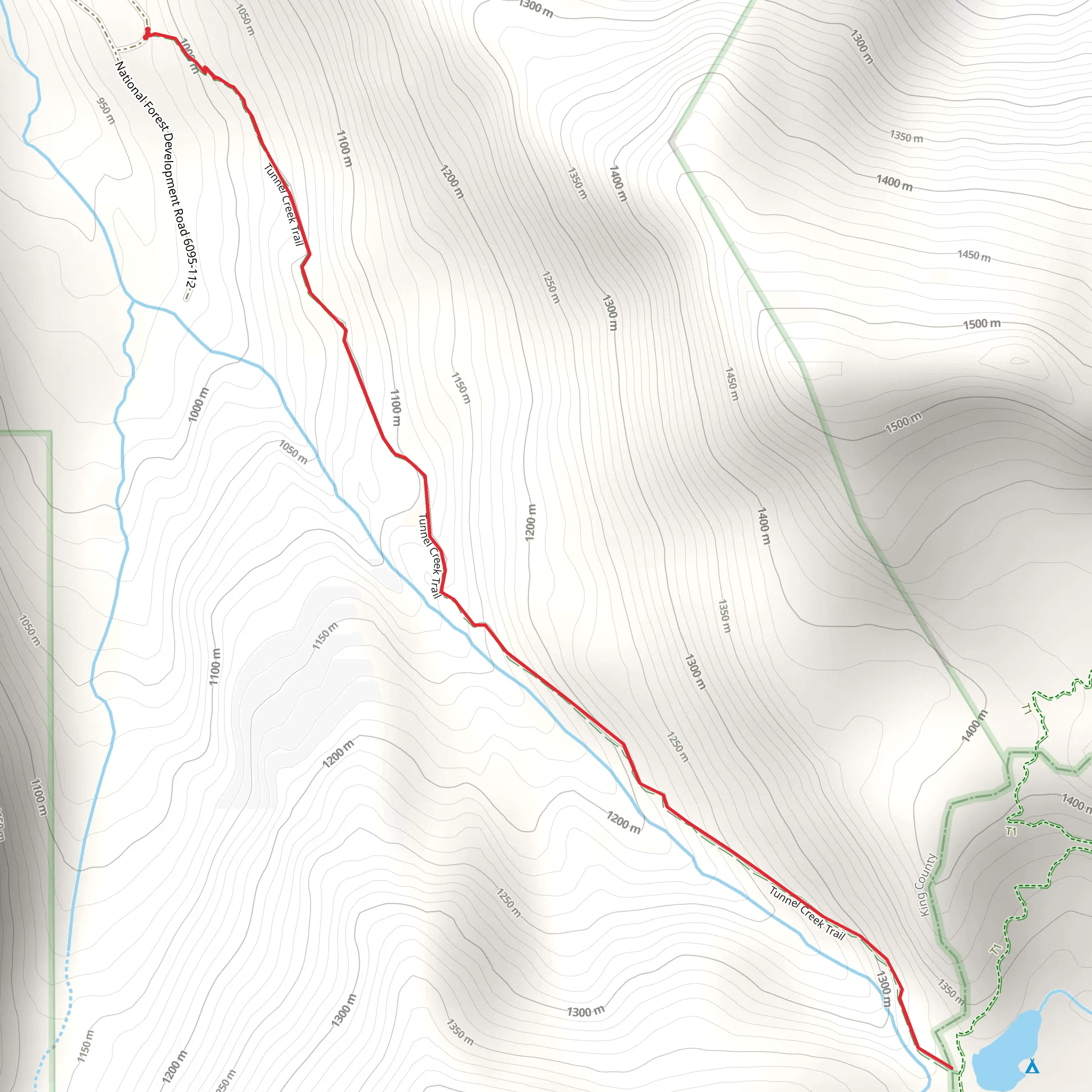 Hope Lake via Tunnel Creek Trail mobile static map