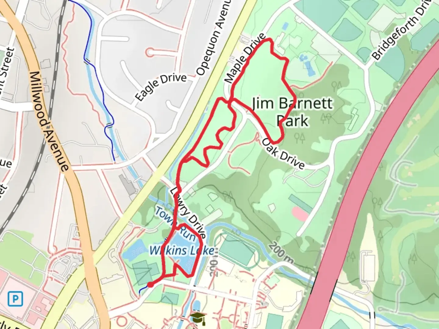 An image depicting the trail Walkins Lake via Kiwanis Parcourse - Fitness Trail and its surrounding area.