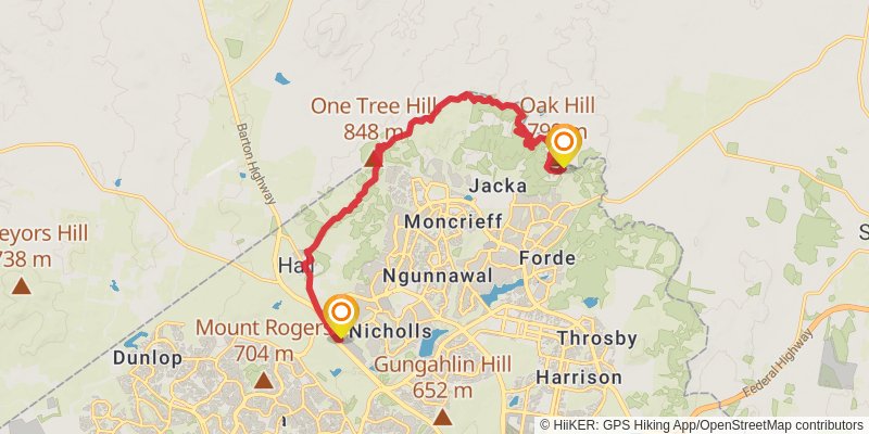 Canberra Centenary Trail stage 3 Map