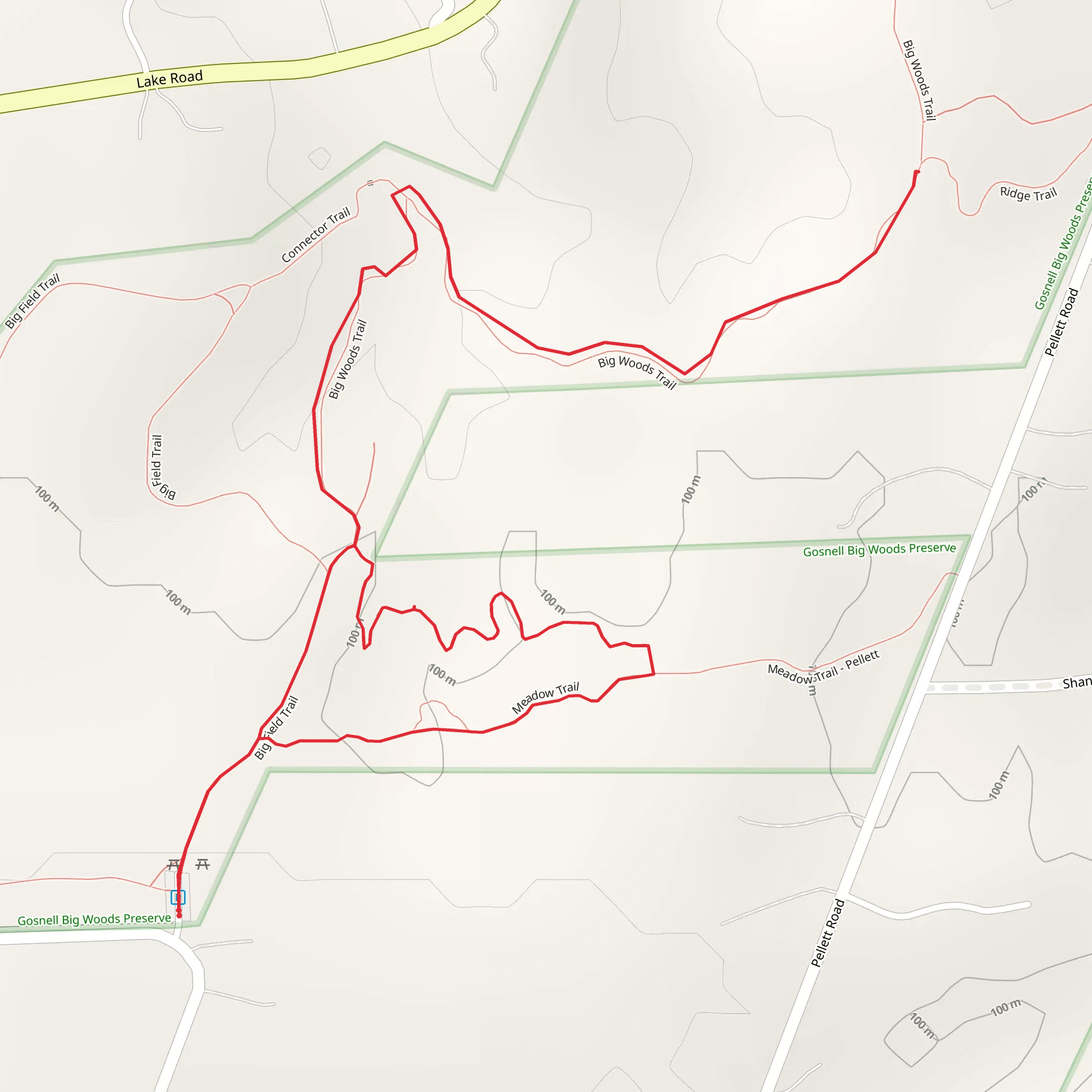 Big Woods Trail and Big Field Trail mobile static map