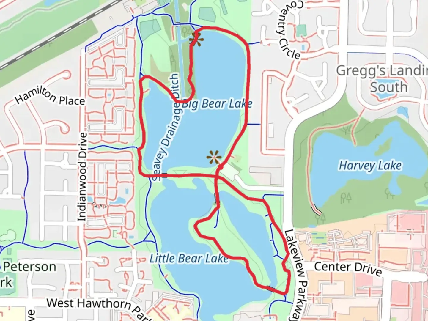 An image depicting the trail Big Bear Lake and Little Bear Lake Loop and its surrounding area.