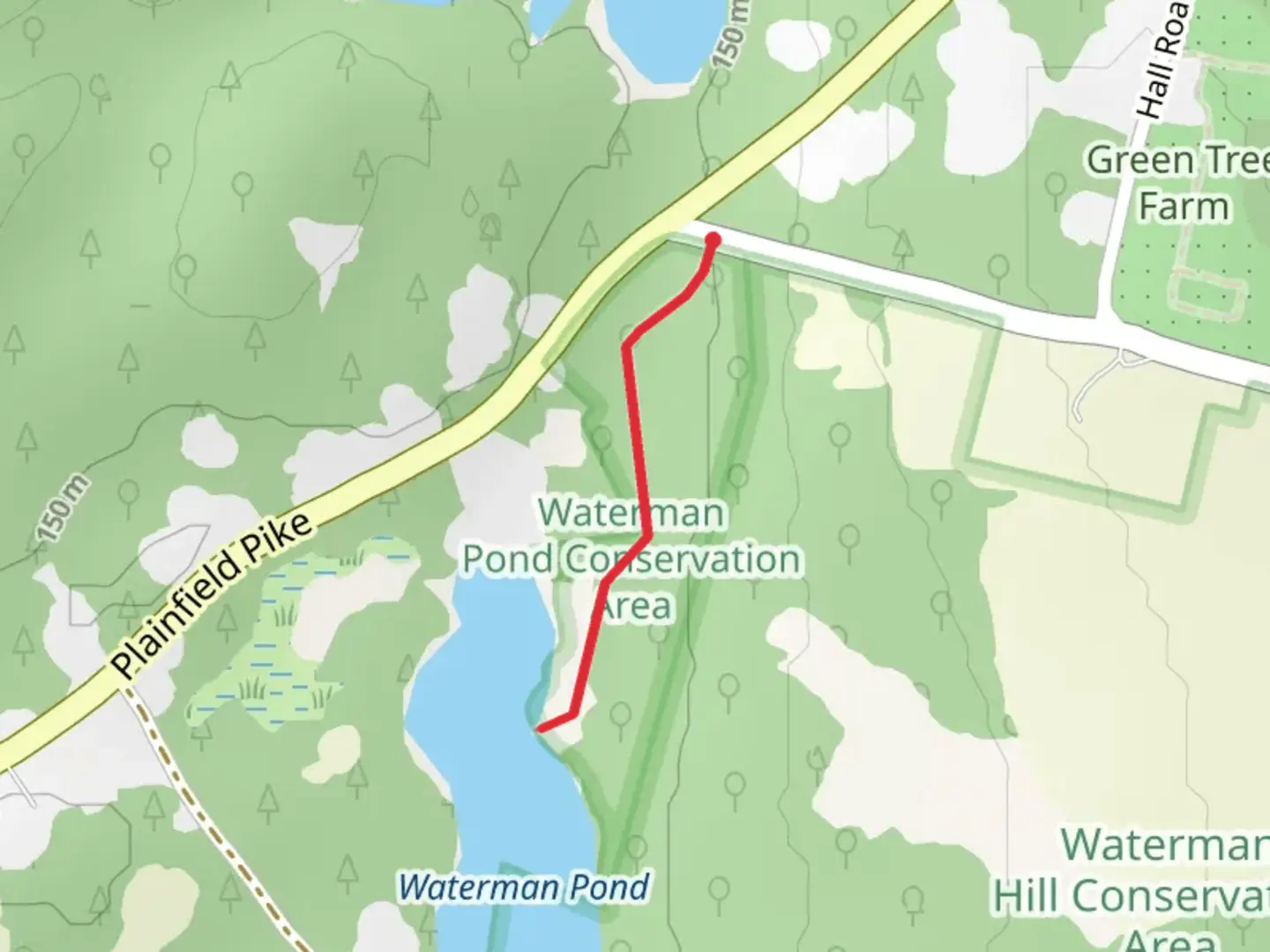 An image depicting the trail Waterman Hill Road and its surrounding area.