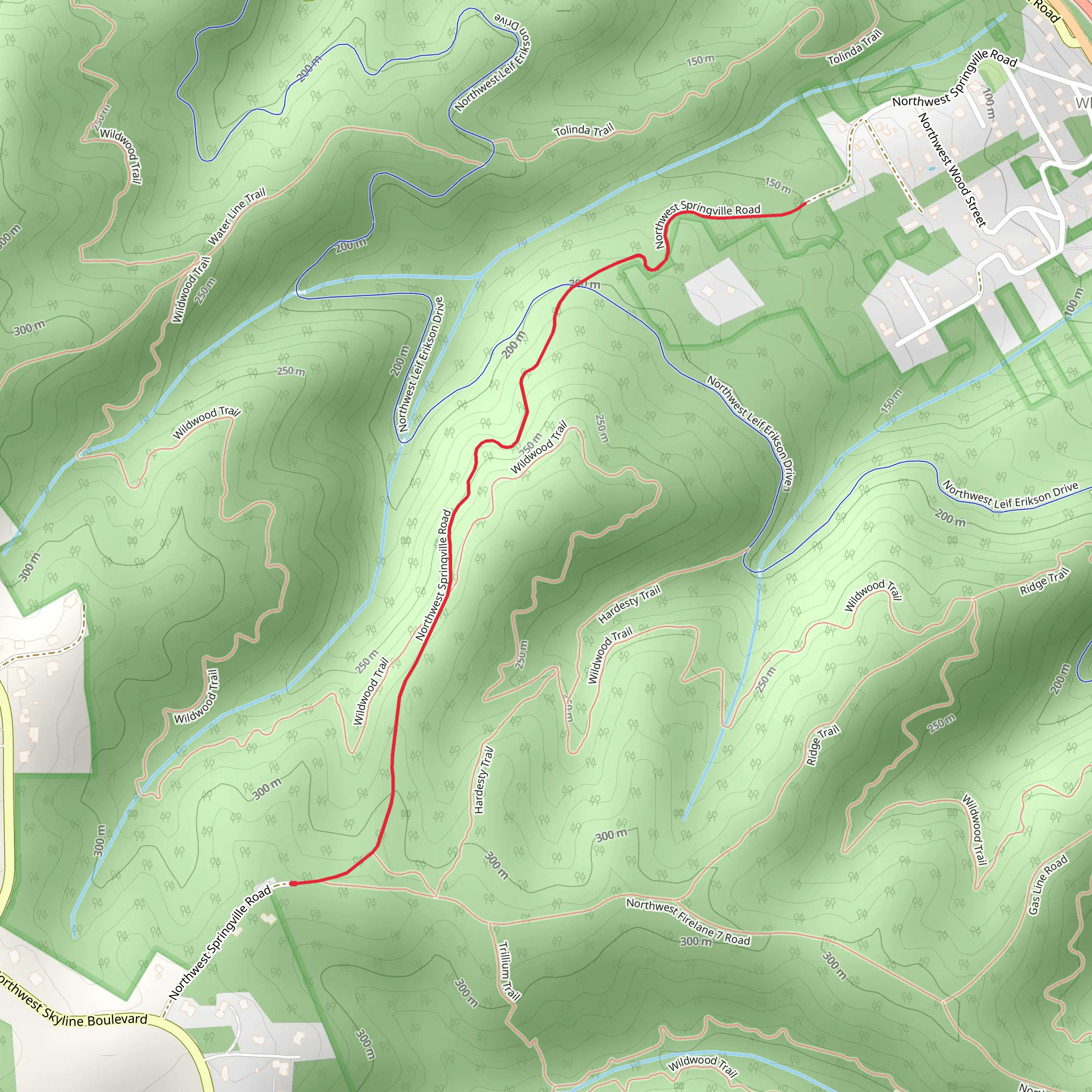 Northwest Springville Road mobile static map