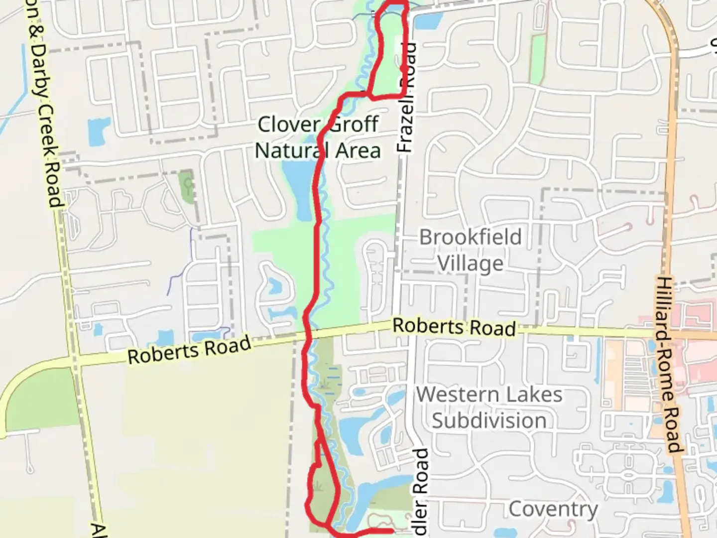 An image depicting the trail Clover Groff Natural Area Walk and its surrounding area.