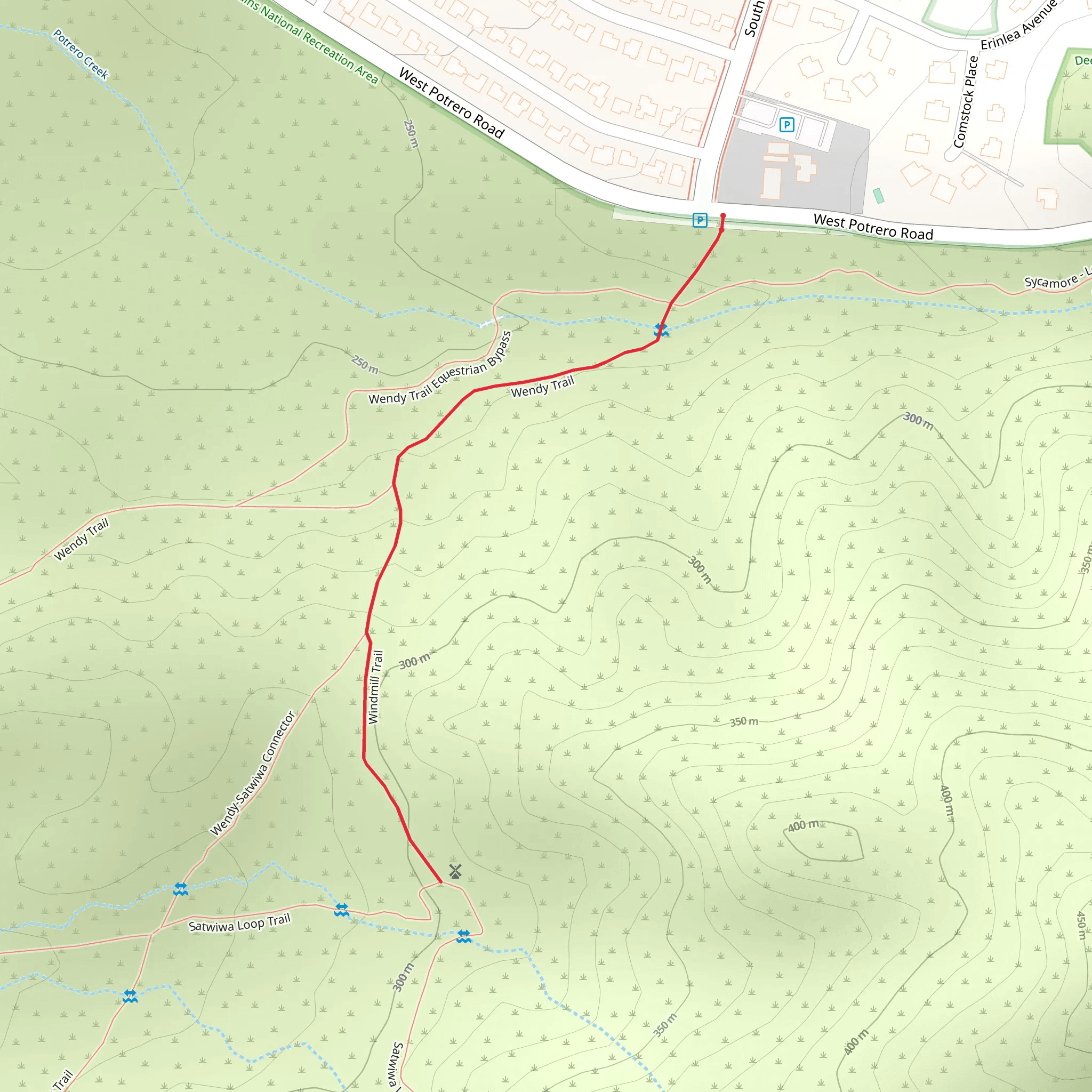 Windmill Trail via Wendy Trail mobile static map