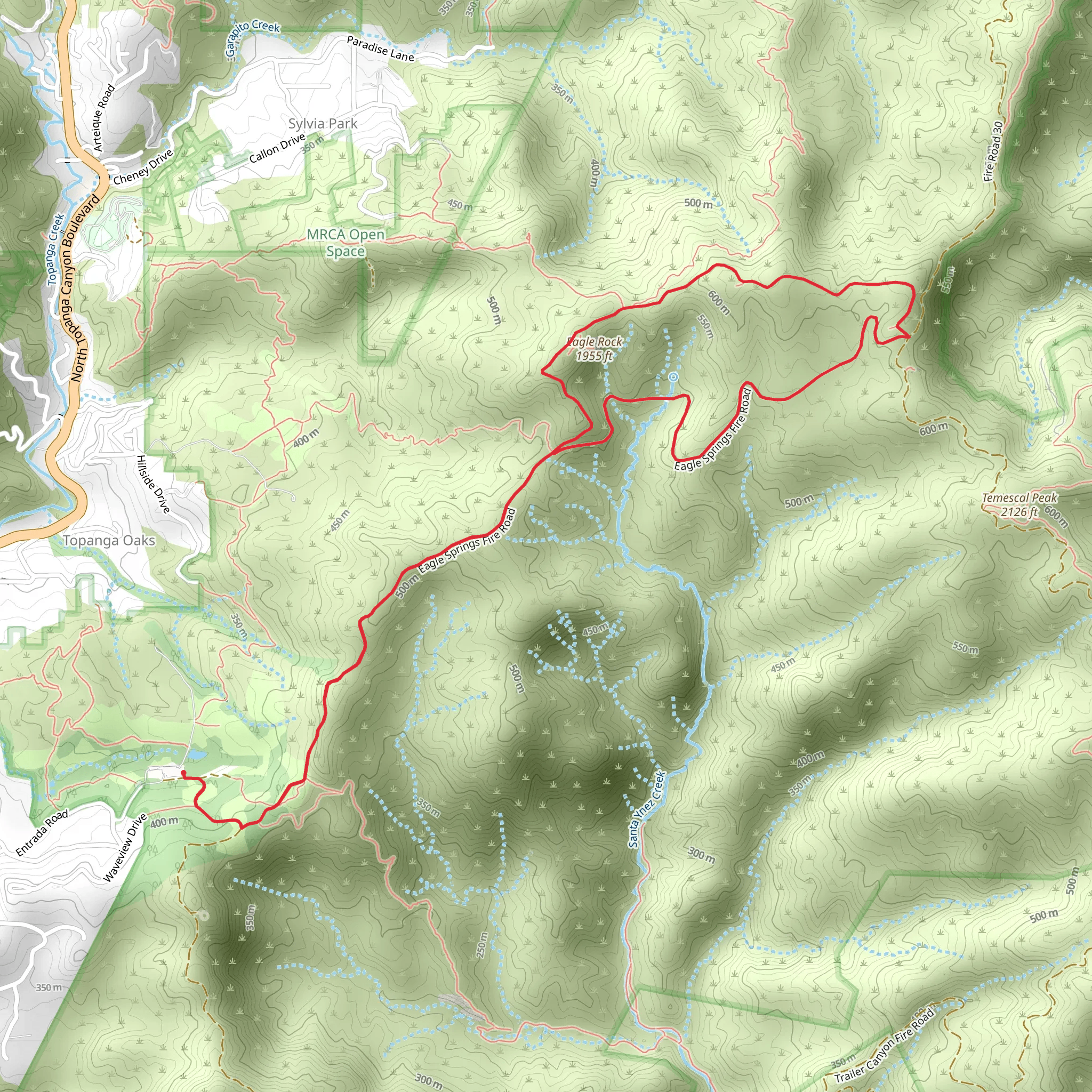 Eagle Rock via Eagle Springs Fire Road mobile static map