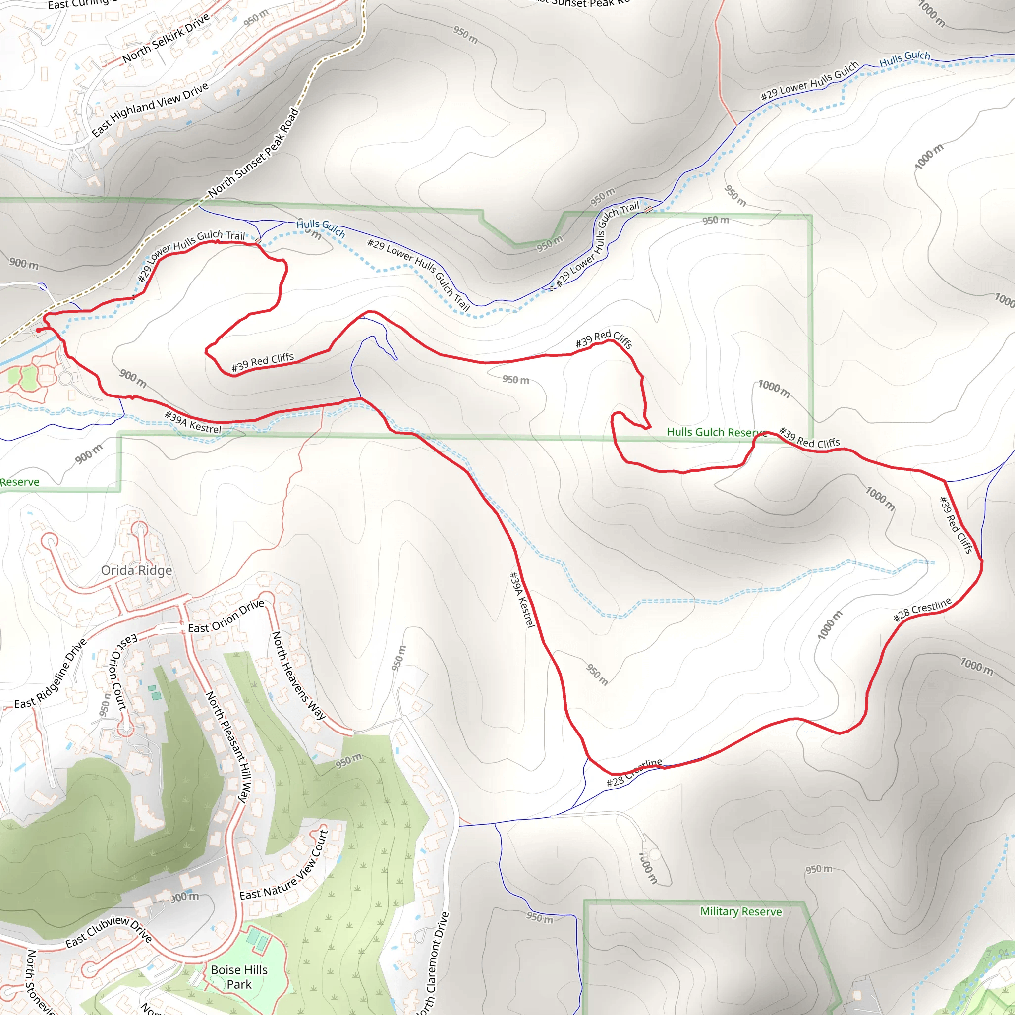 Kestrel and Red Cliffs Loop mobile static map
