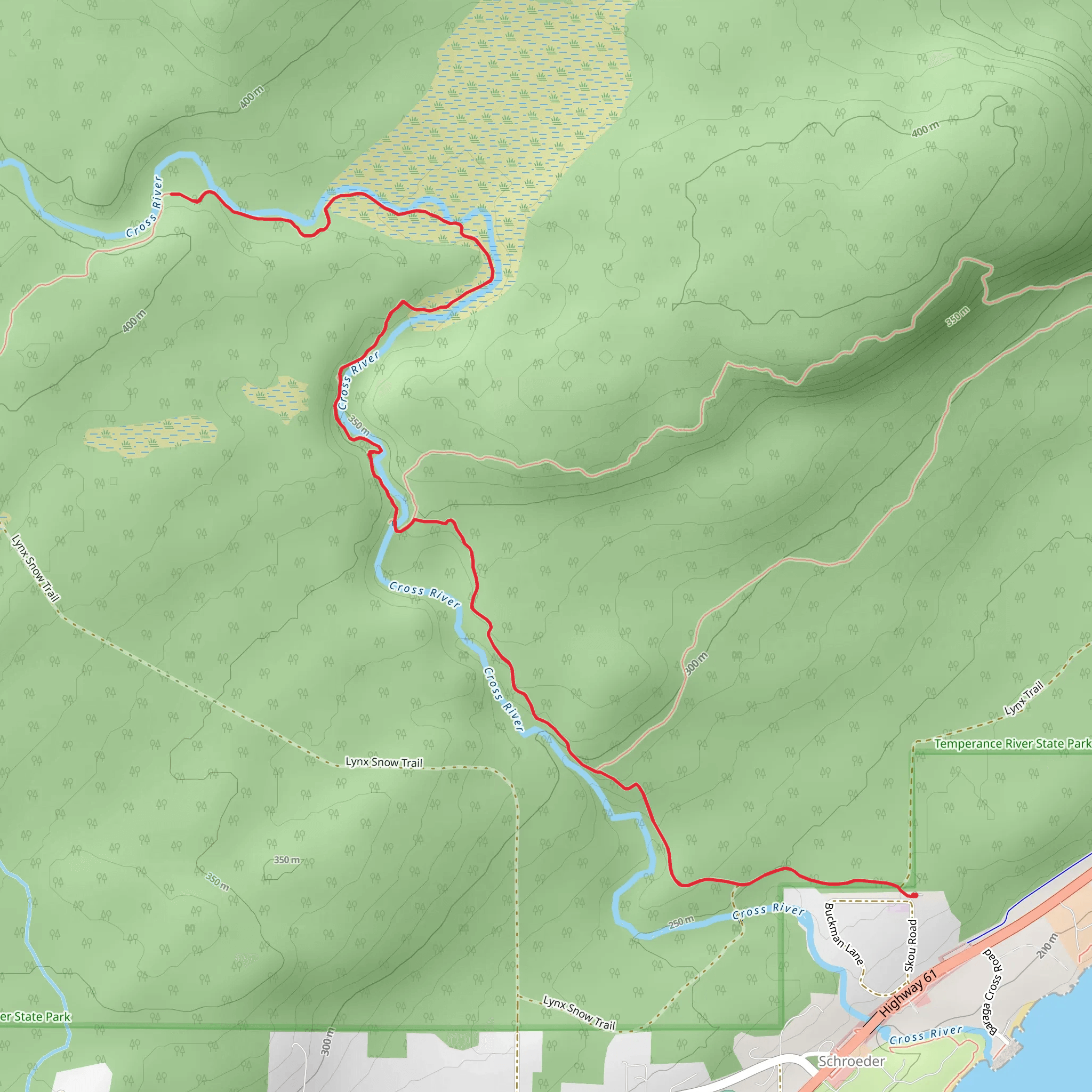 Cross River via Superior Hiking Trail mobile static map