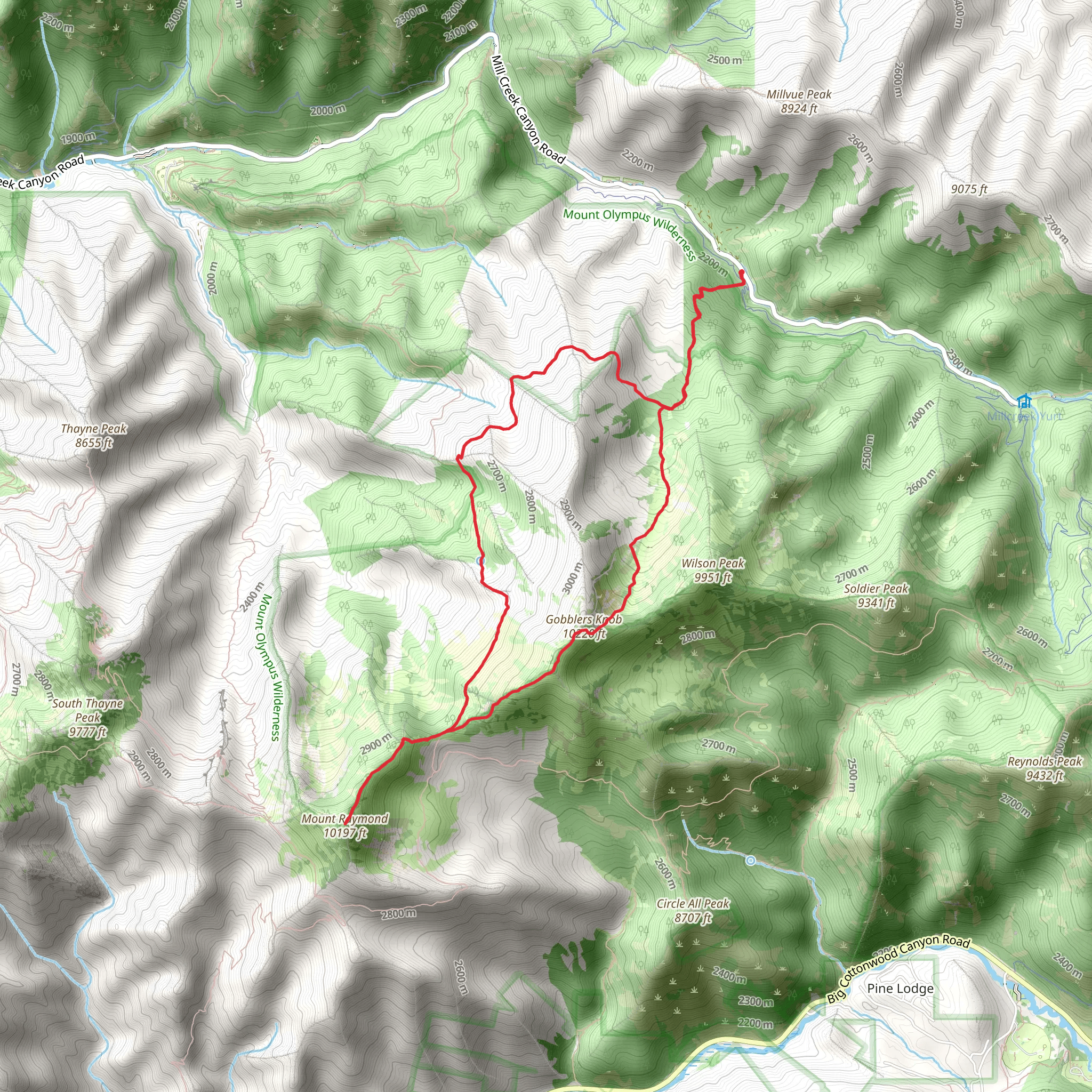 Mount Raymond via Alexander Basin Trail and Alexander Bowman Trail mobile static map