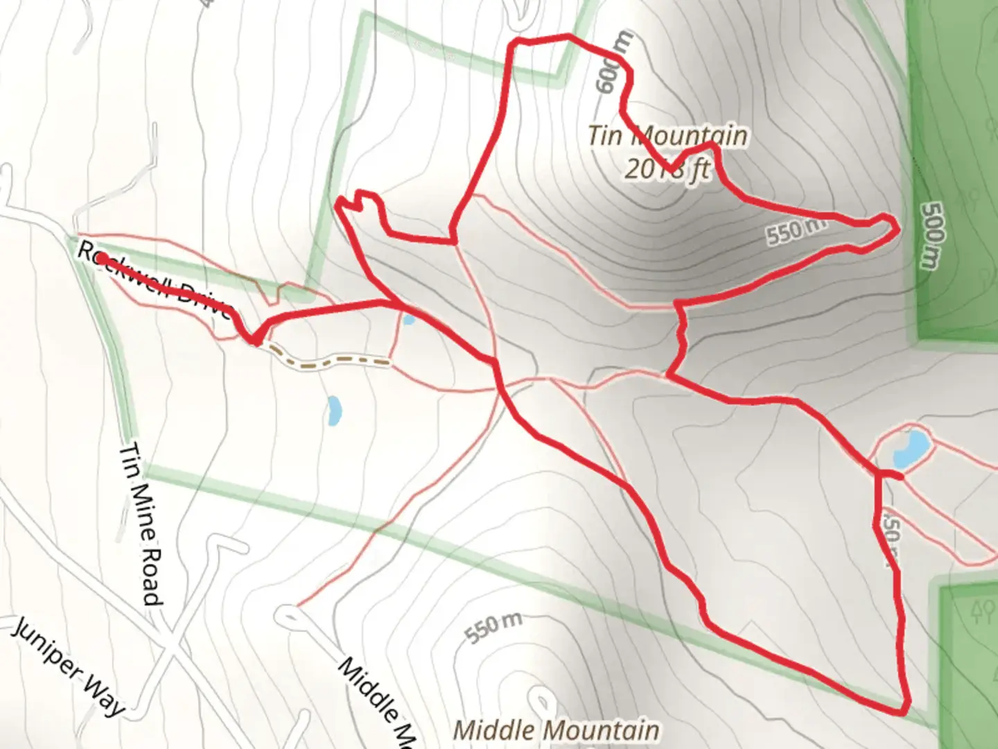 An image depicting the trail Tin Mountain Loop and its surrounding area.