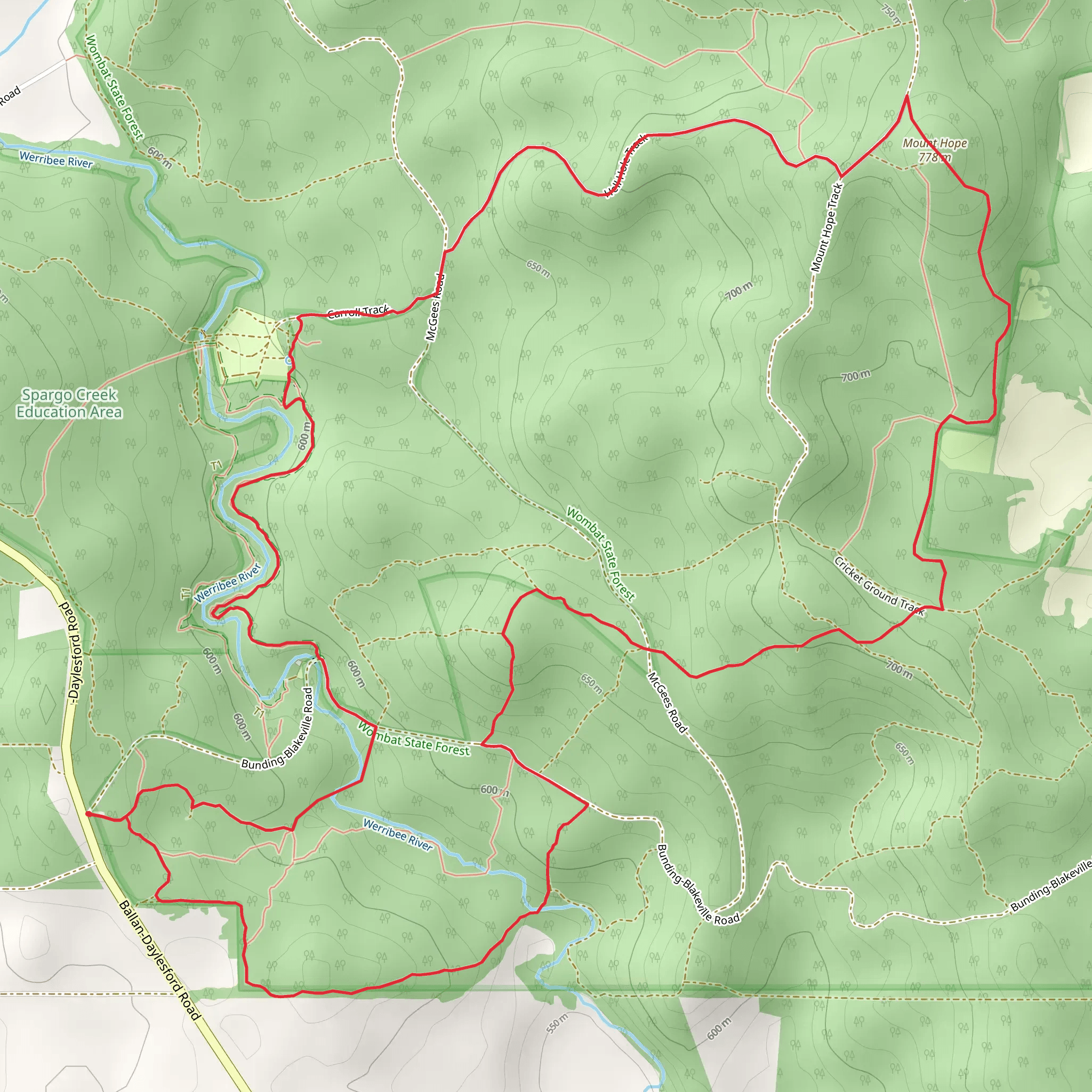 Werribee River Mount Hope Circuit 1 mobile static map