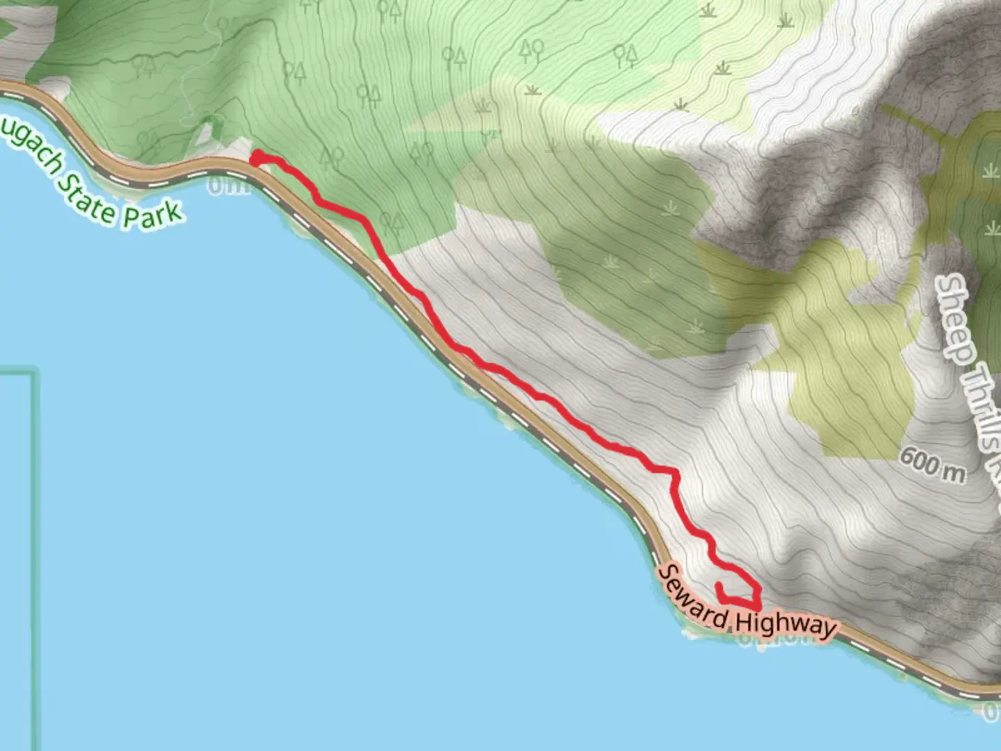 An image depicting the trail Rainbow and Turnagain Arm Trail and its surrounding area.
