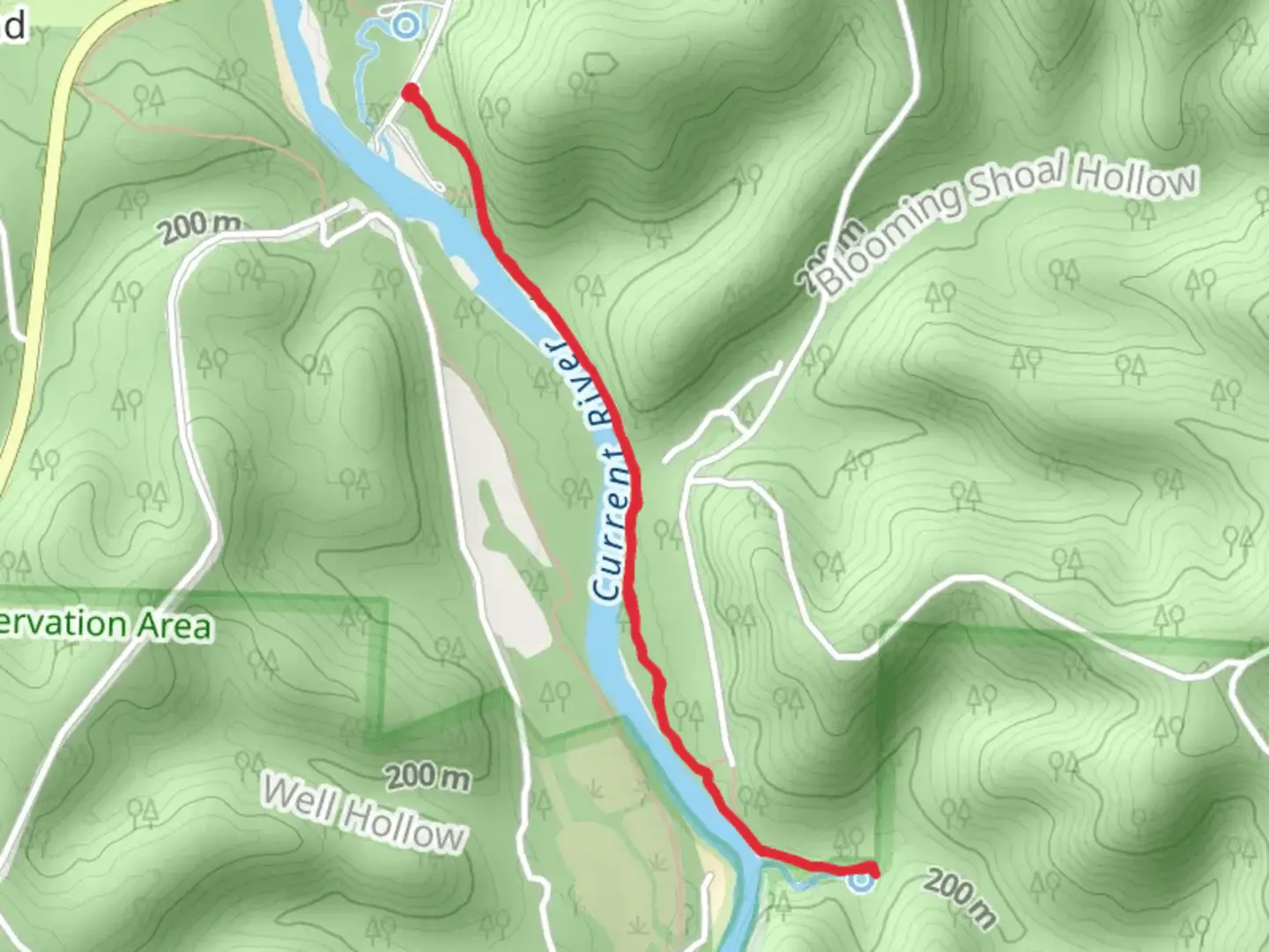 An image depicting the trail Current River - Blue Spring Trail and its surrounding area.