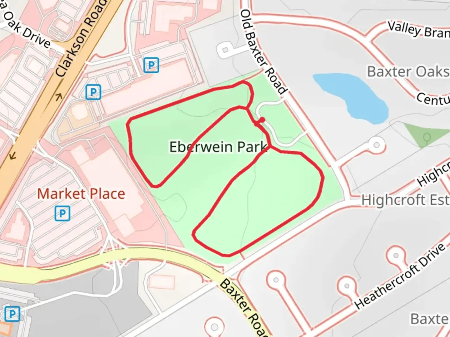 An image depicting the trail Eberwein Park Loop and its surrounding area.