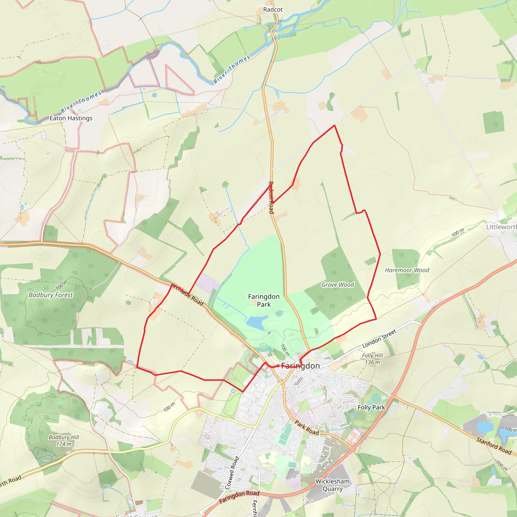 Faringdon - Thrupp and towards Lechlade mobile static map