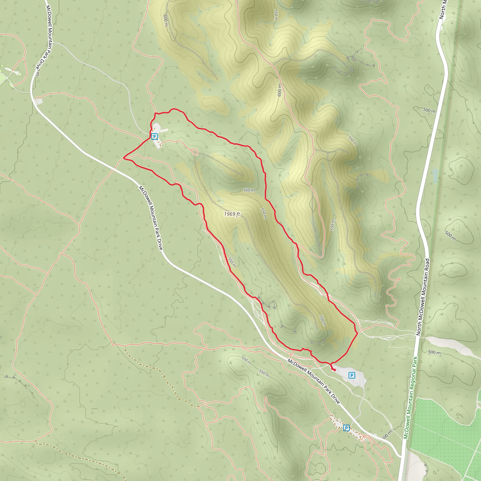 Escondido Trail and Shallmo Wash Loop Trail mobile static map