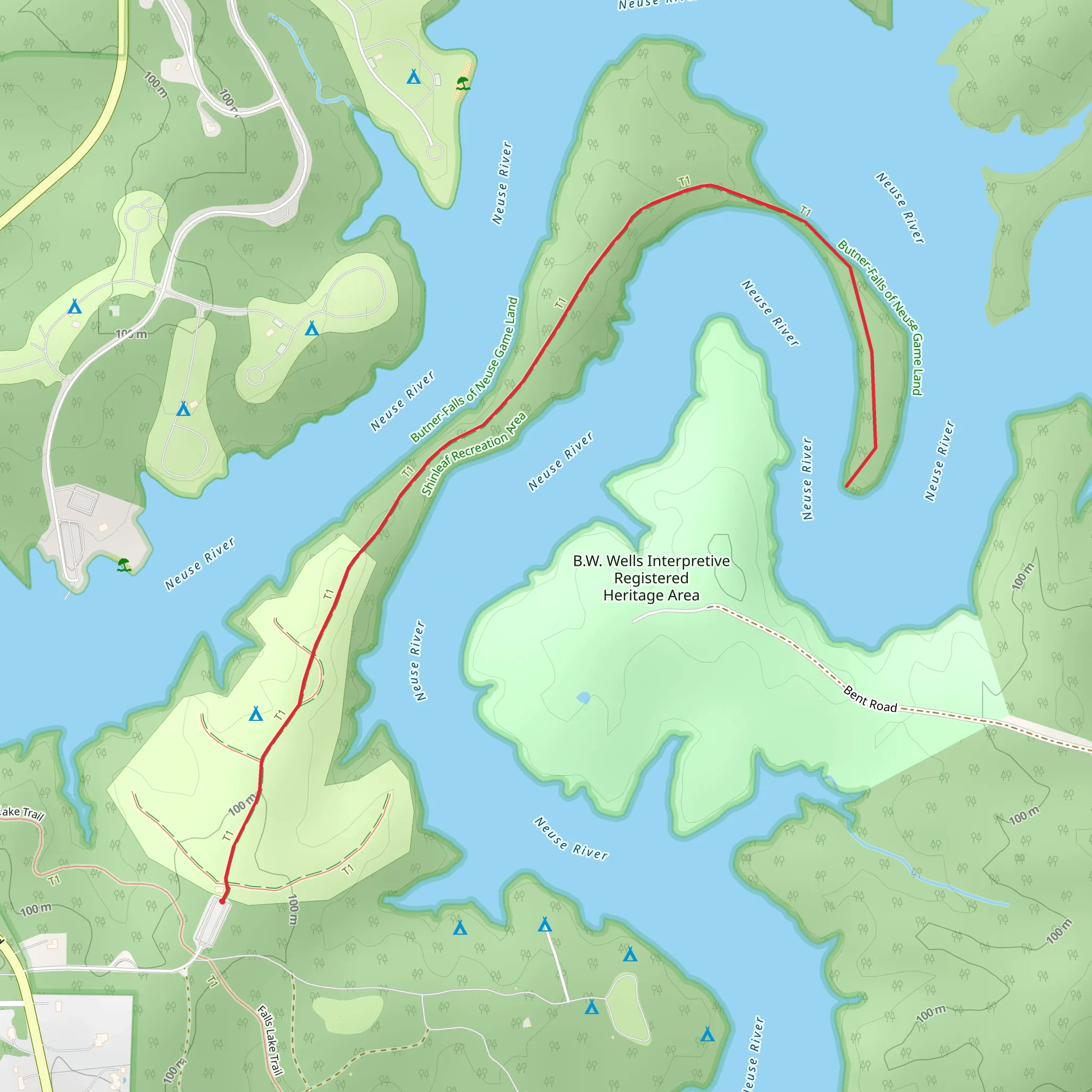 Neuse River Out and Back mobile static map