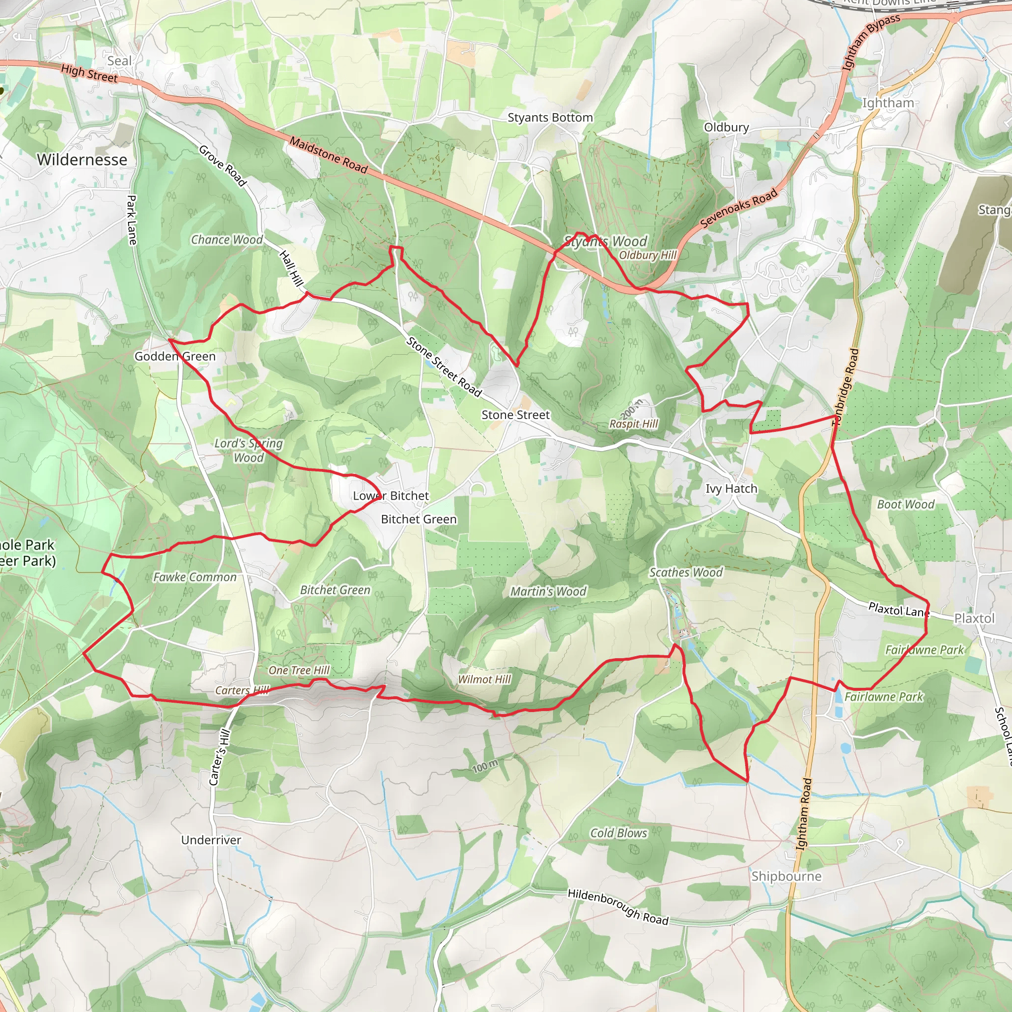 Shingle Hill, Rooks Hill and Styants Wood Loop mobile static map