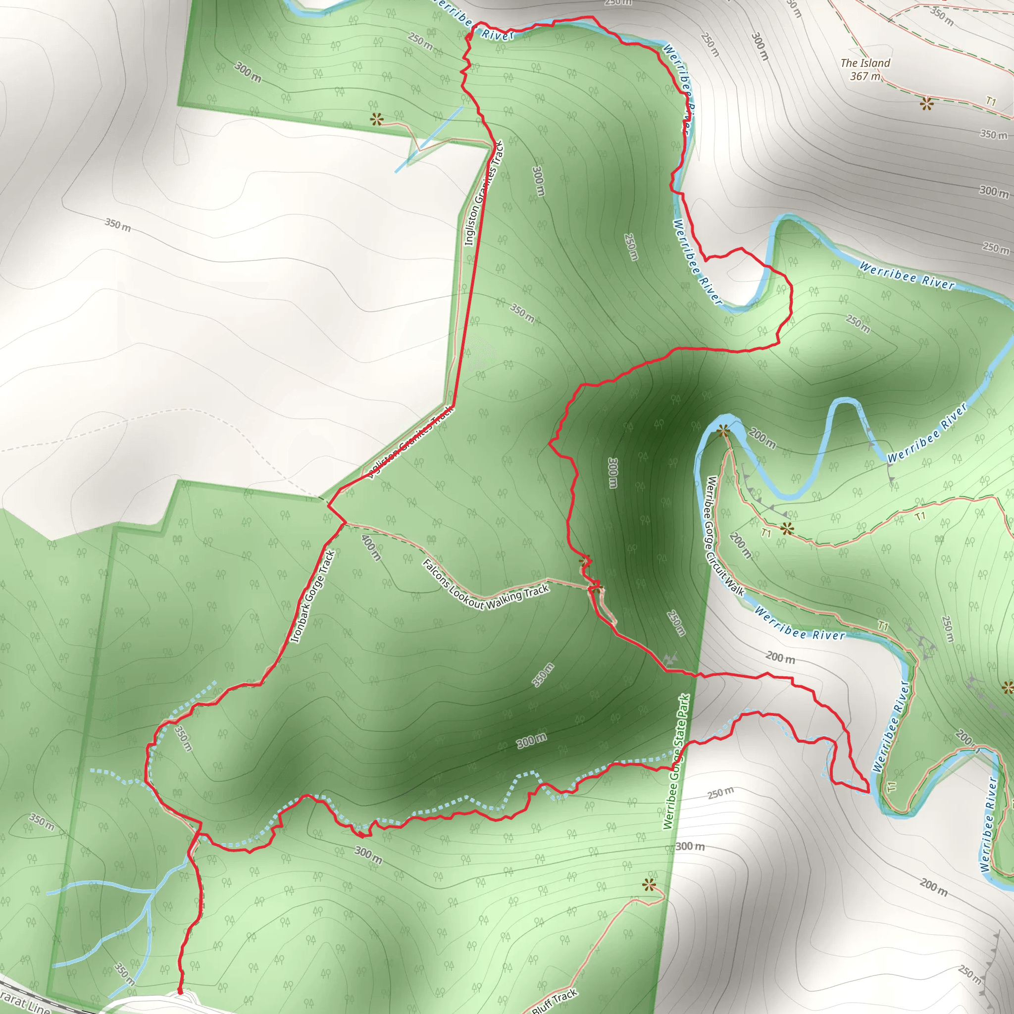 Granites - Saddle and Ironbark Gorge Trail mobile static map
