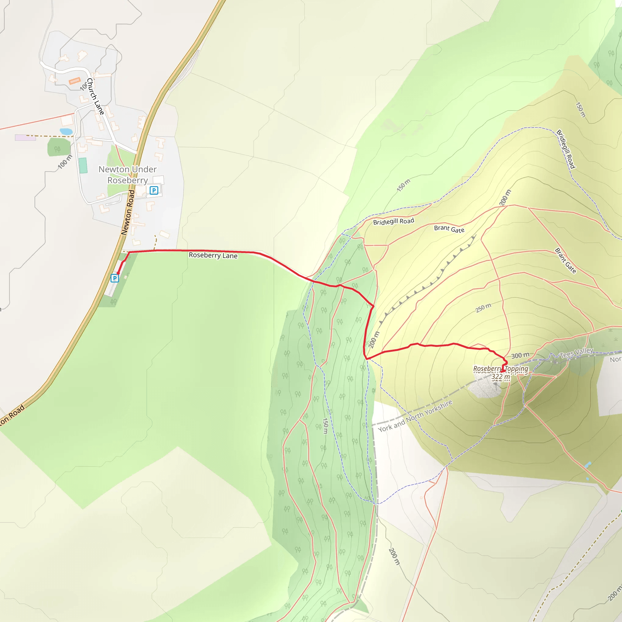 Roseberry Topping via Three Ridings on Foot mobile static map