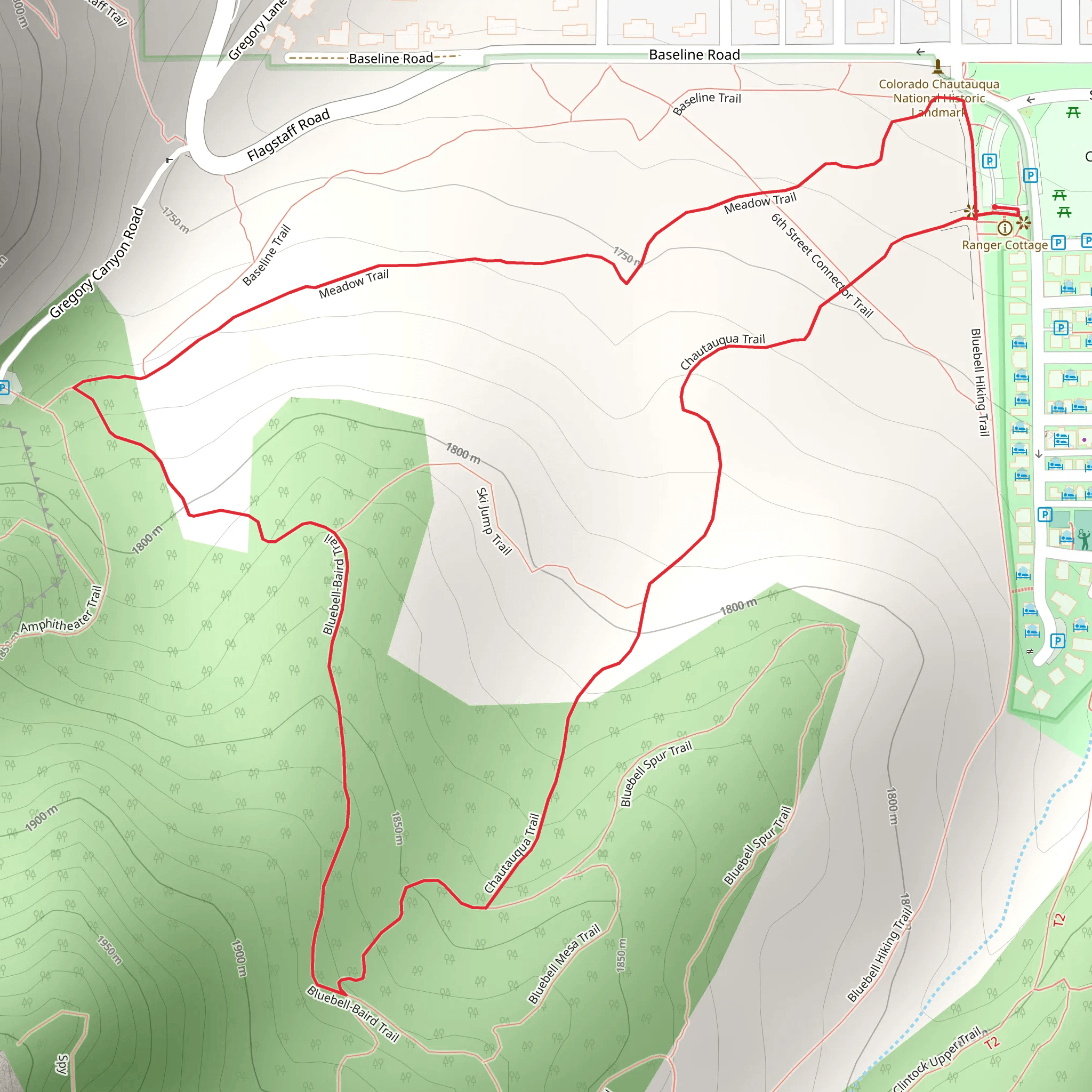 Chautauqua and Meadow Loop Trail mobile static map