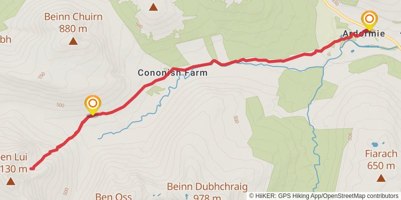 Coire Gaothach Southern Ridge from Dalrigh stage 2 Map