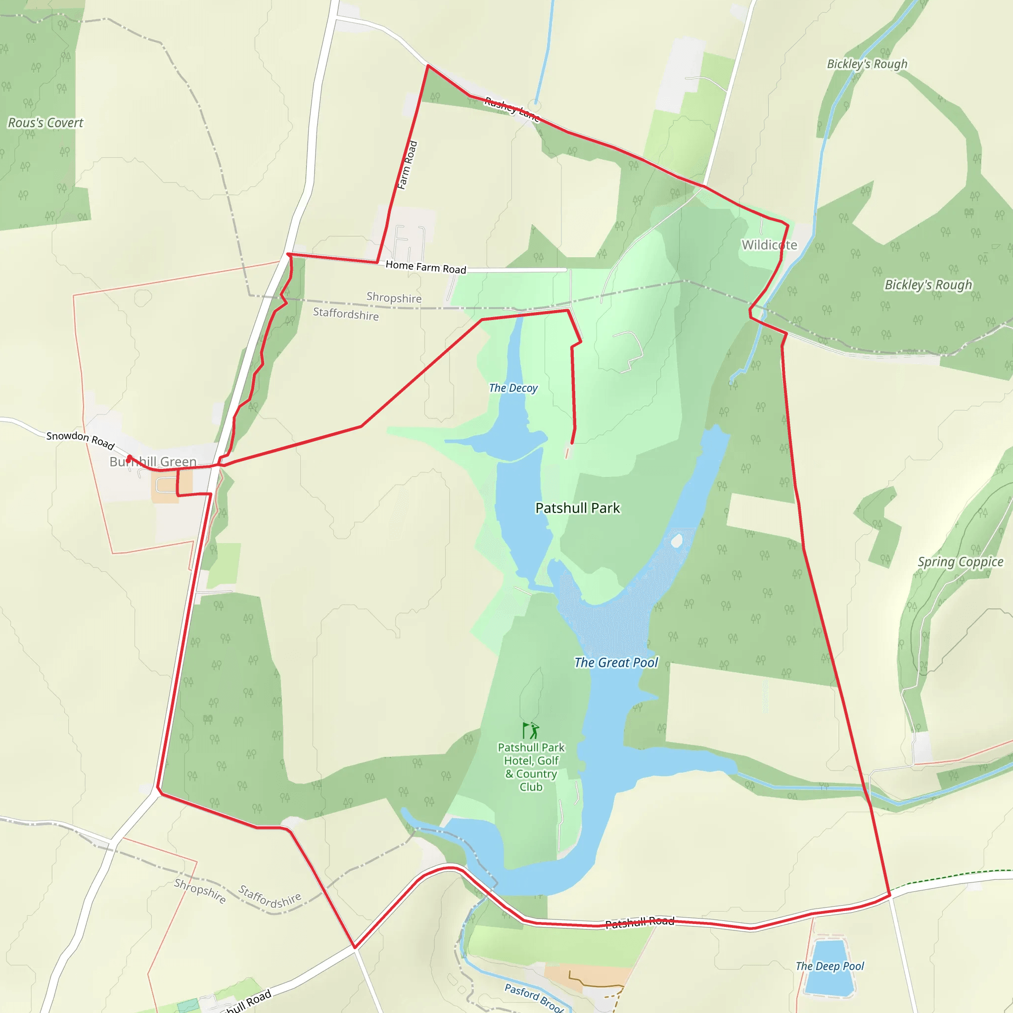 Patshull Park and The Great Pool Loop mobile static map