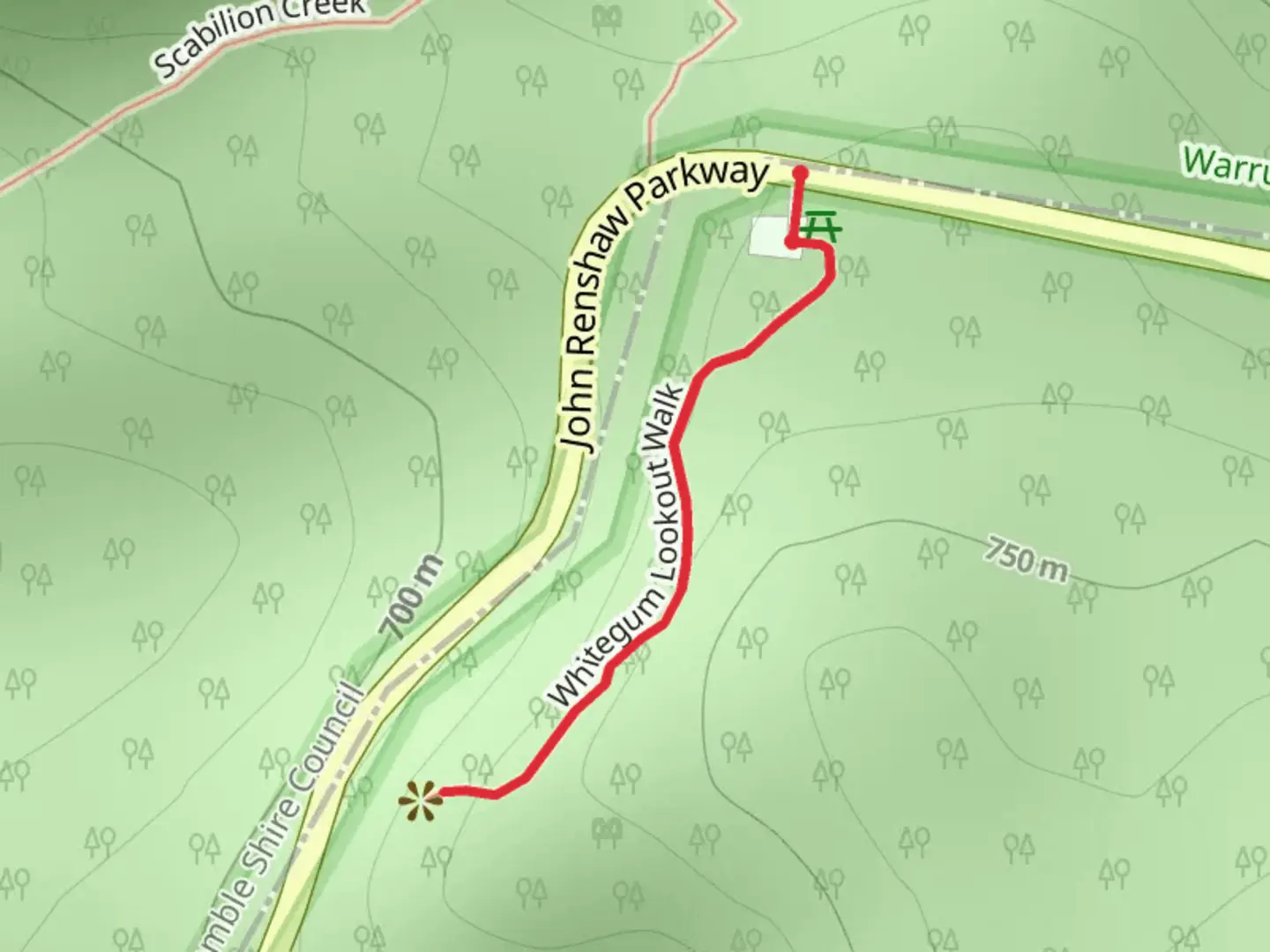 An image depicting the trail Whitegum Lookout Walk and its surrounding area.