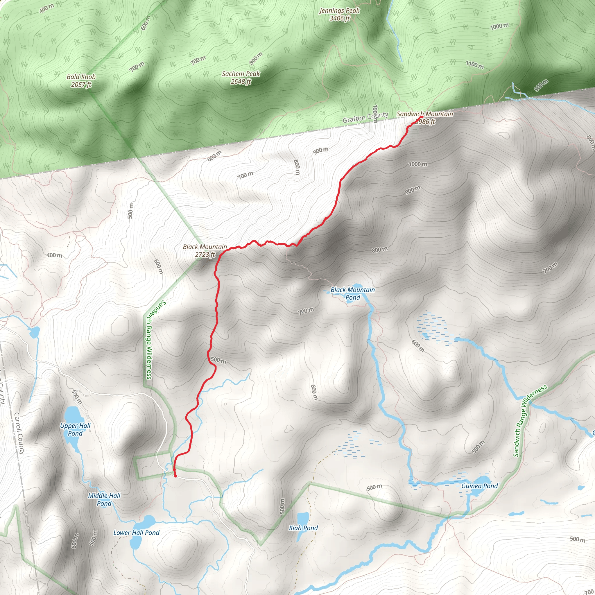 Sandwich Mountain via Algonquin Trail mobile static map