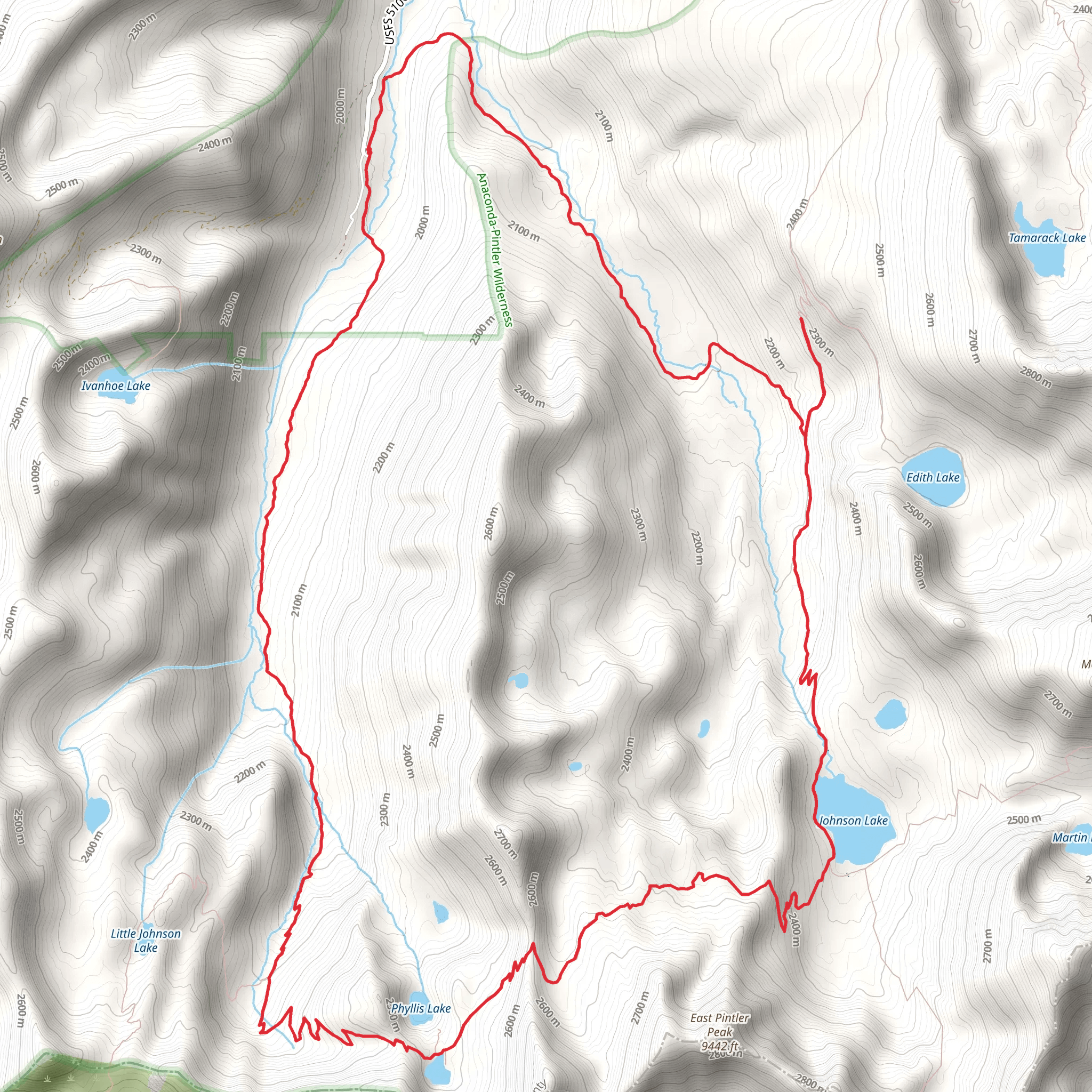 Hi Line and Johnson Lake Loop mobile static map