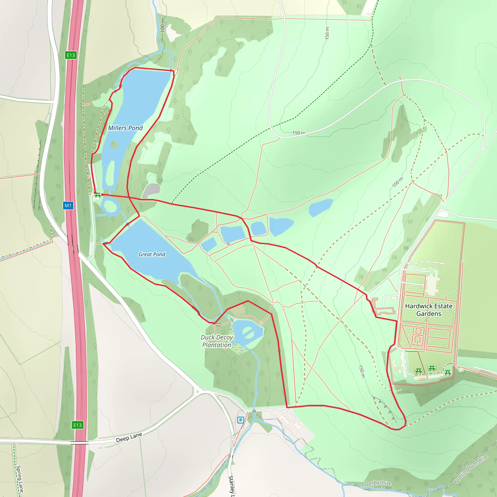 Hardwick Hall Park mobile static map
