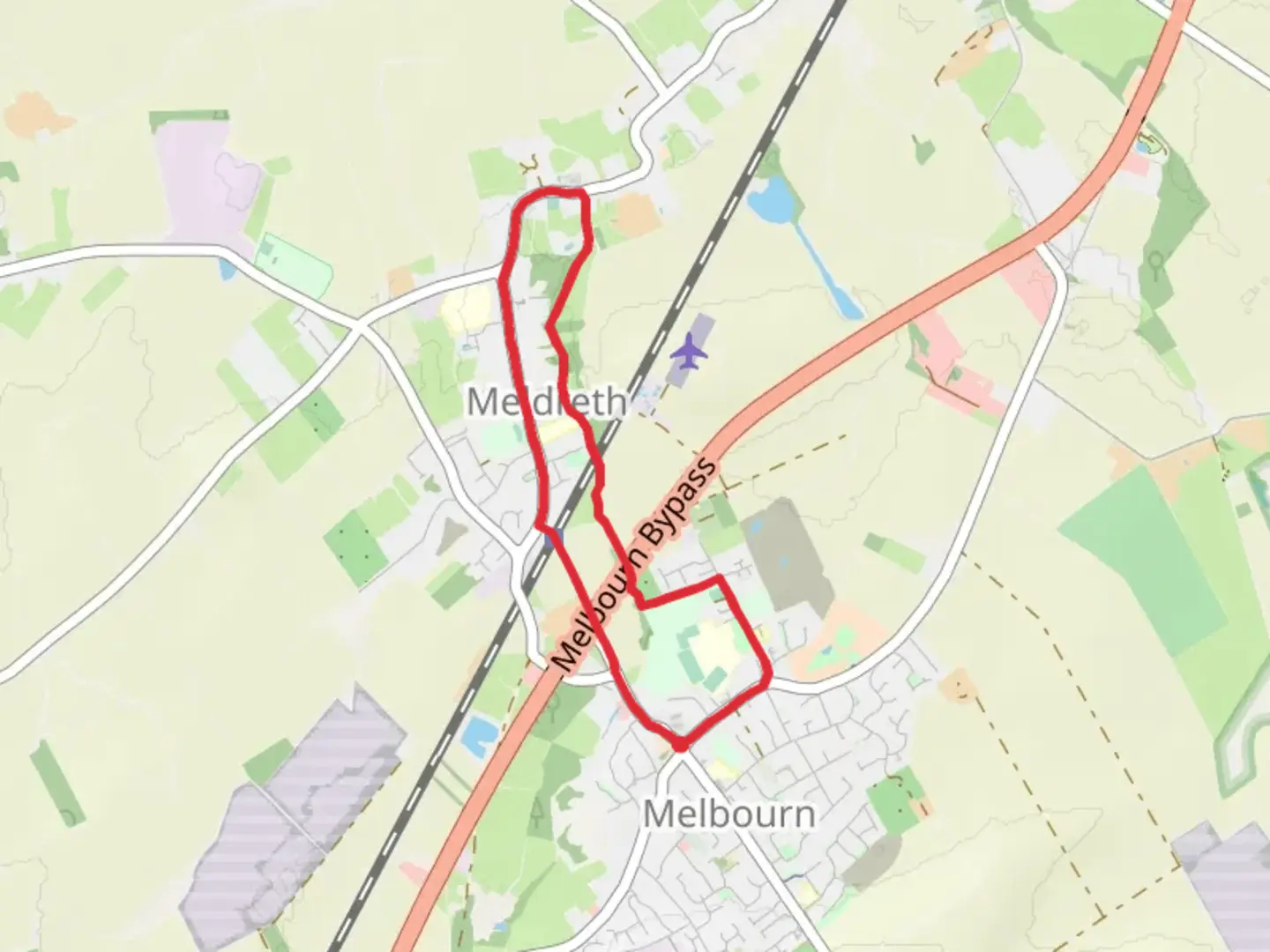 An image depicting the trail Meldreth Loop and its surrounding area.