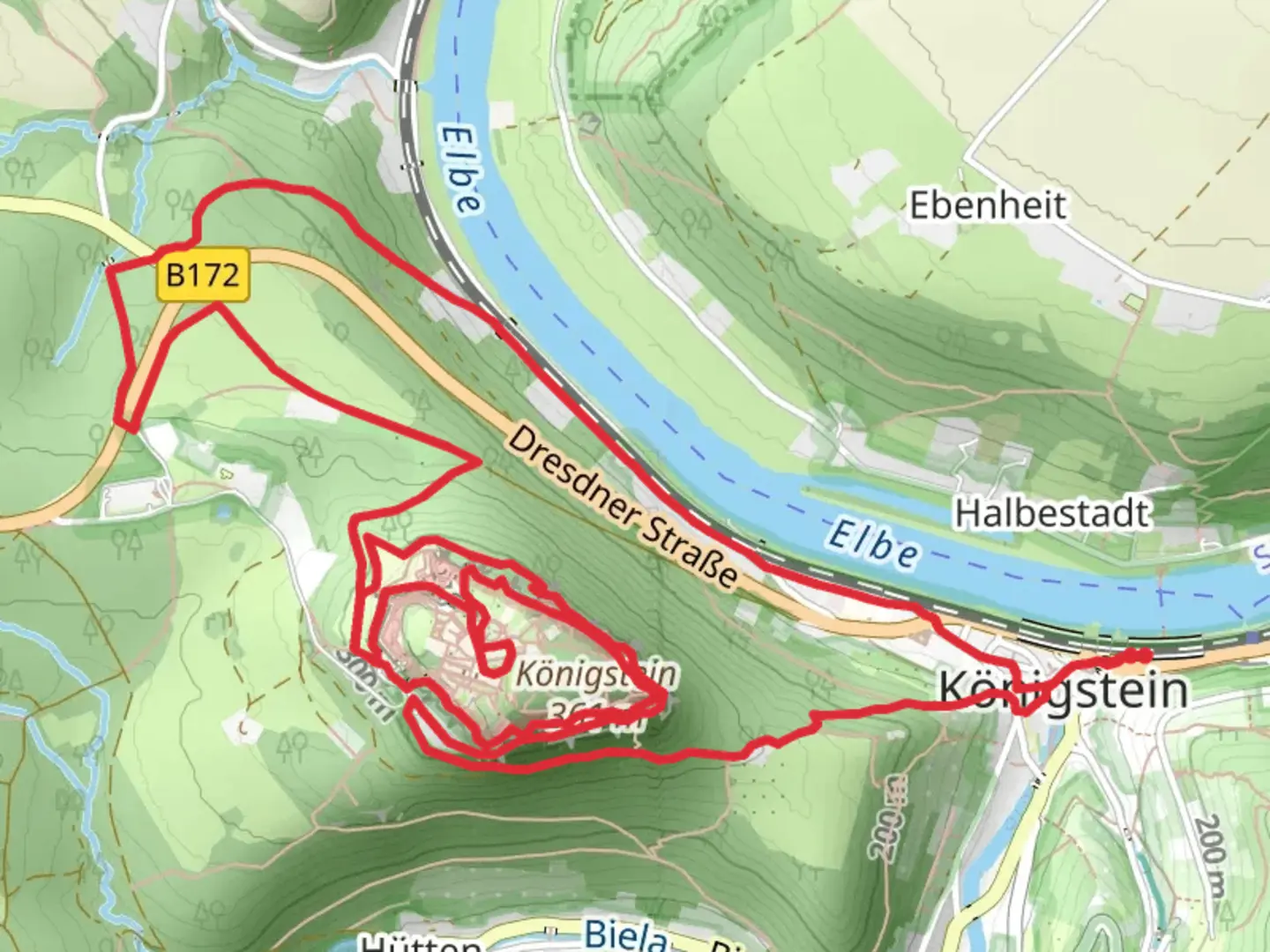 An image depicting the trail Gelber Strich and Malerweg and its surrounding area.