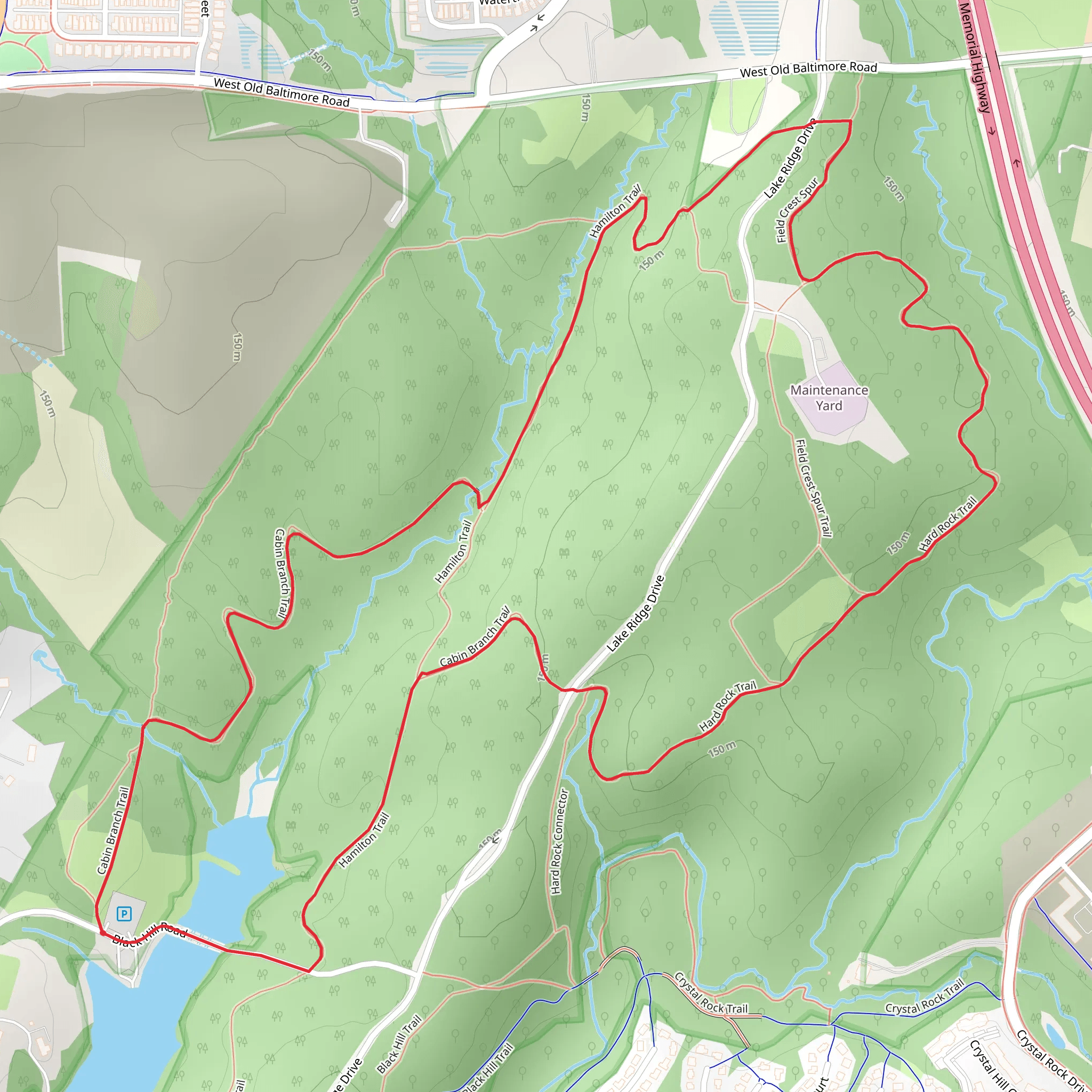 Cabin Branch and Hard Rock Loop Trail mobile static map