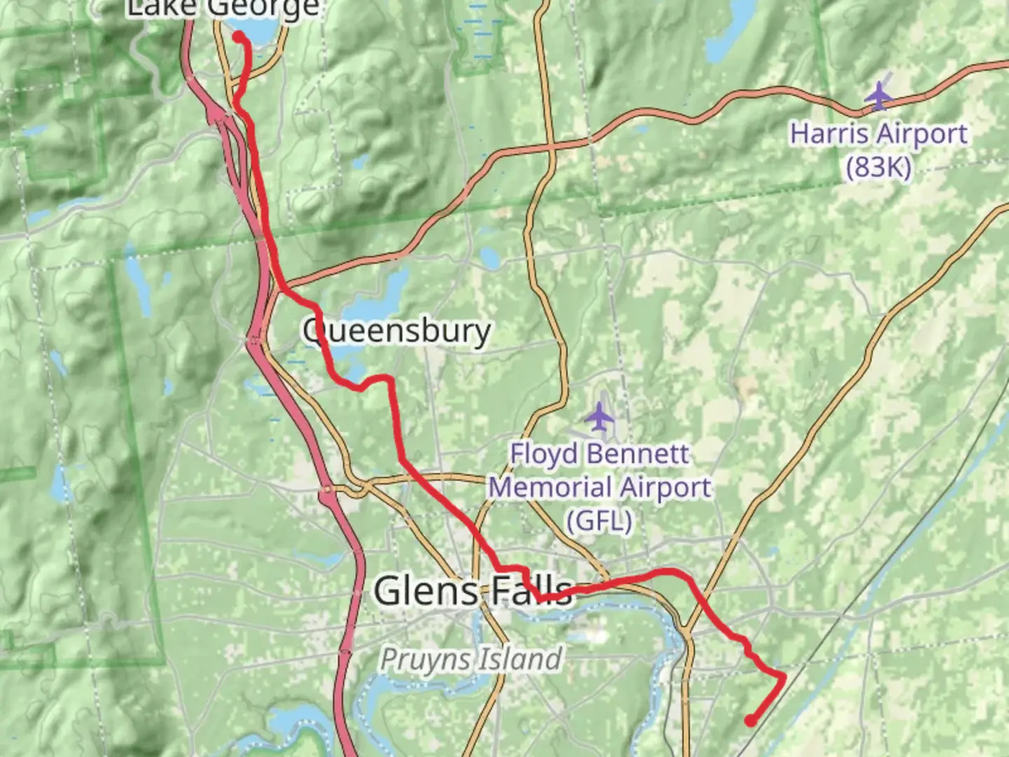 An image depicting the trail Lake George via Feeder Canal Heritage Trail and its surrounding area.