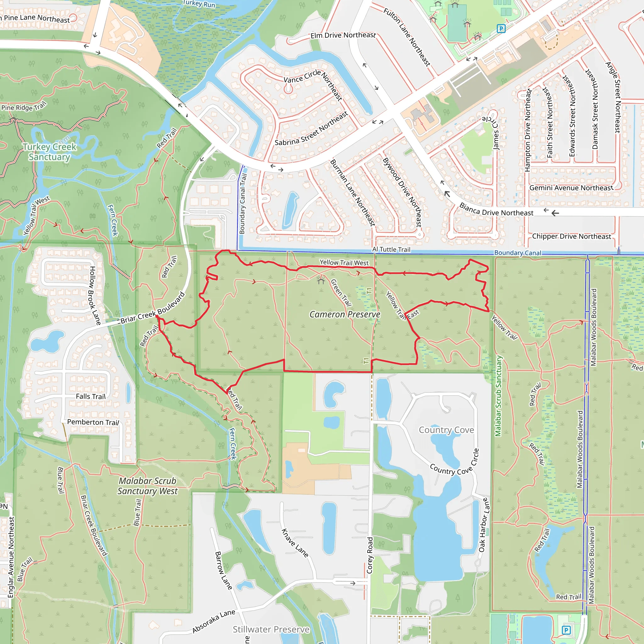 Red Trail and Yellow West Loop Trail mobile static map