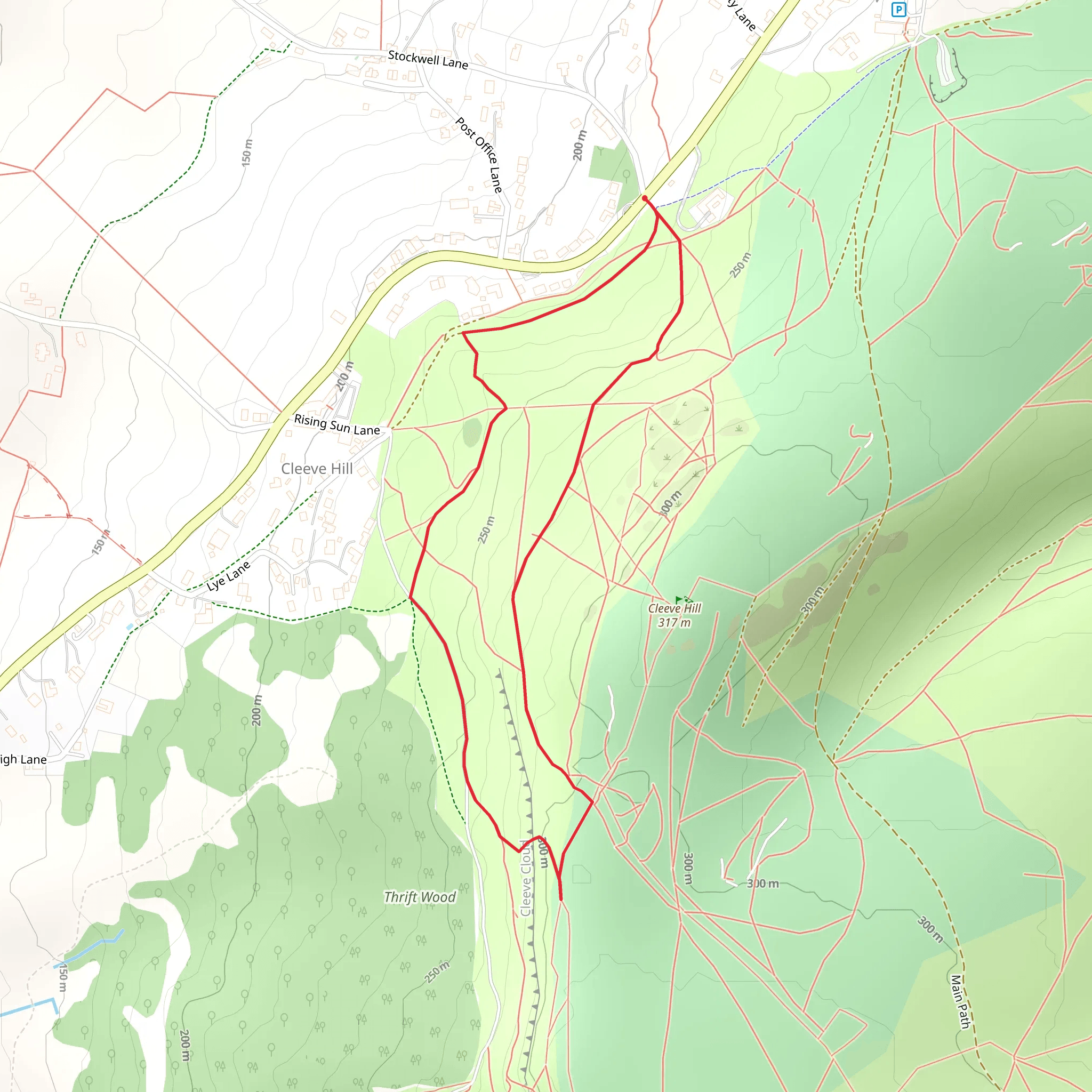 Loop beside Cleeve Hill mobile static map