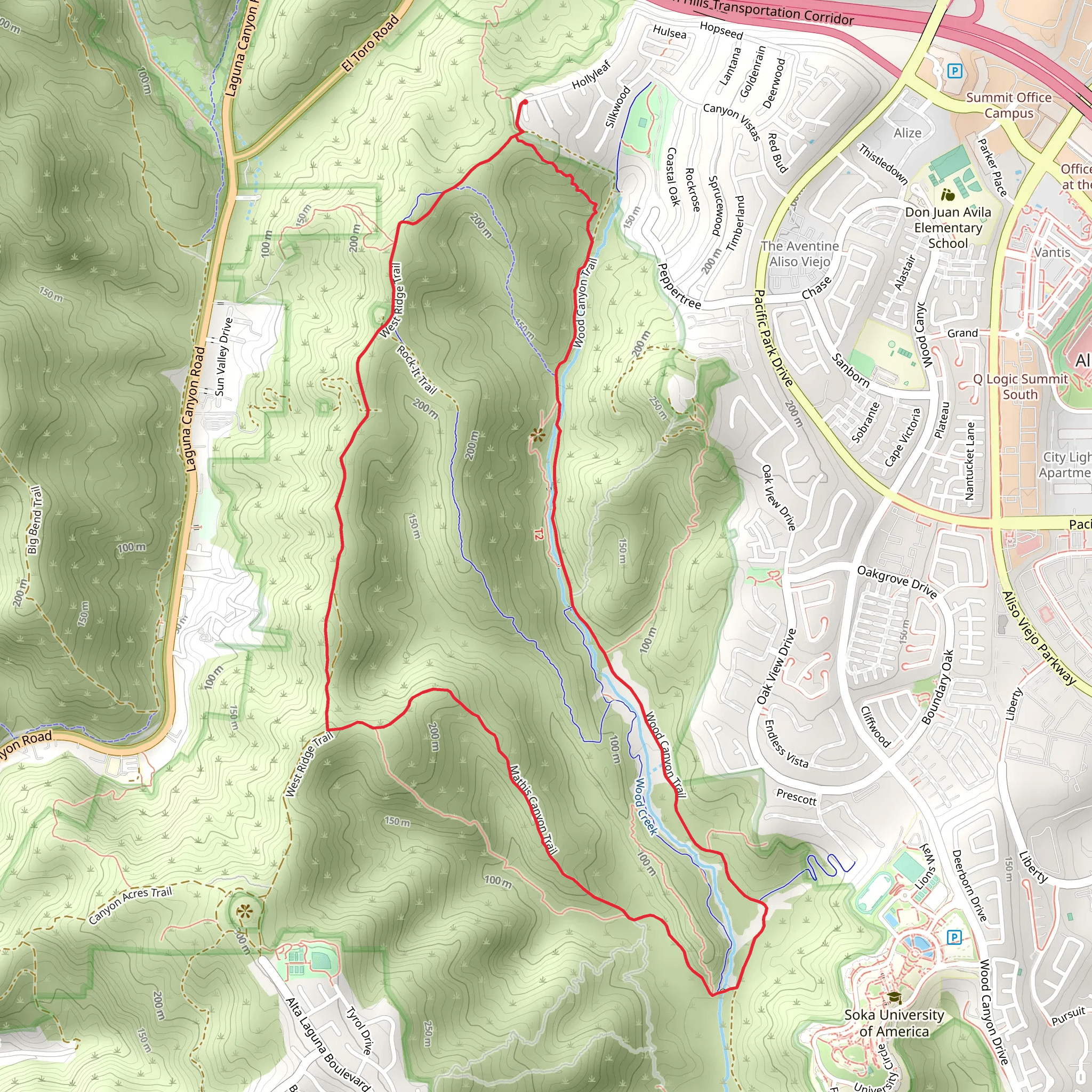West Ridge and Wood Canyon Loop Trail mobile static map