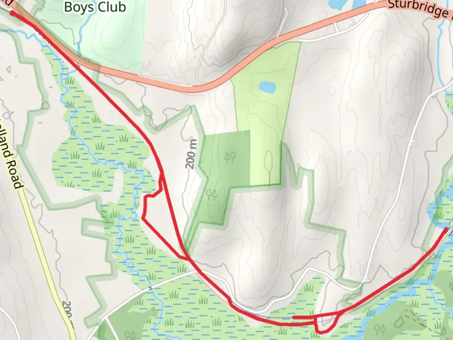 An image depicting the trail Grand Trunk Trail from Brimfield and its surrounding area.