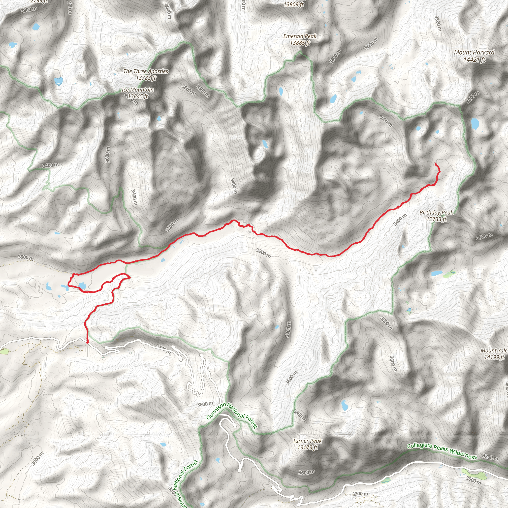 Texas Creek via Collegiate West Trail mobile static map