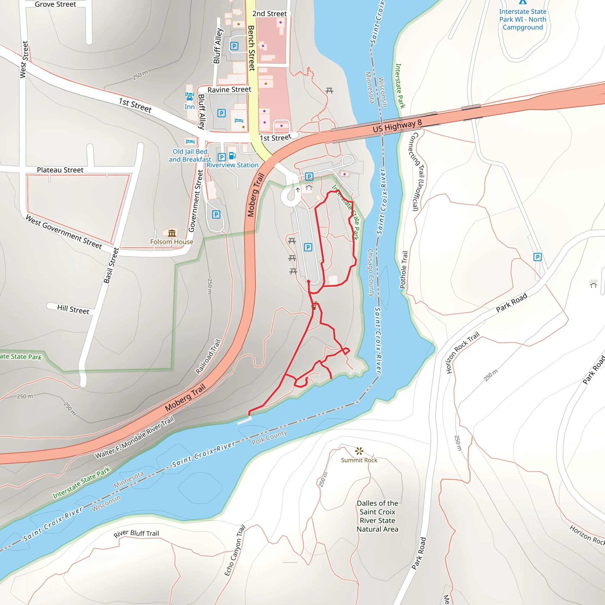 Loop beside Saint Croix River - South Street mobile static map