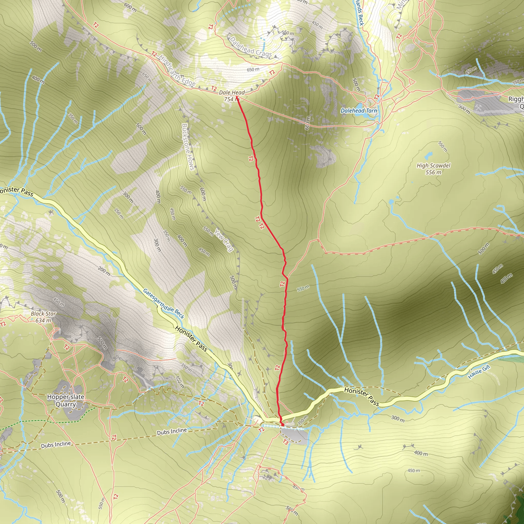 Dale Head from Honister Hause mobile static map