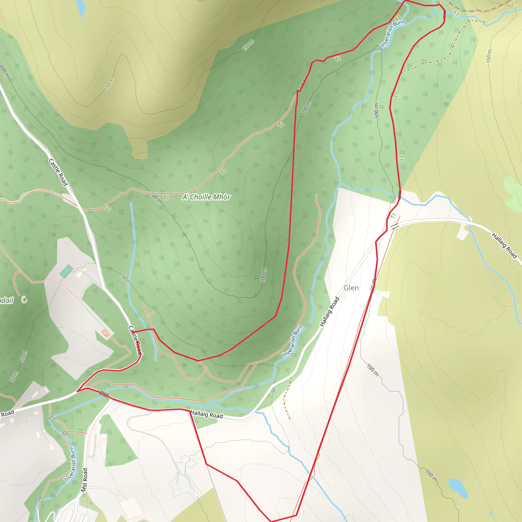 Burma Road and the Miners Loop Trail from Inverarish mobile static map