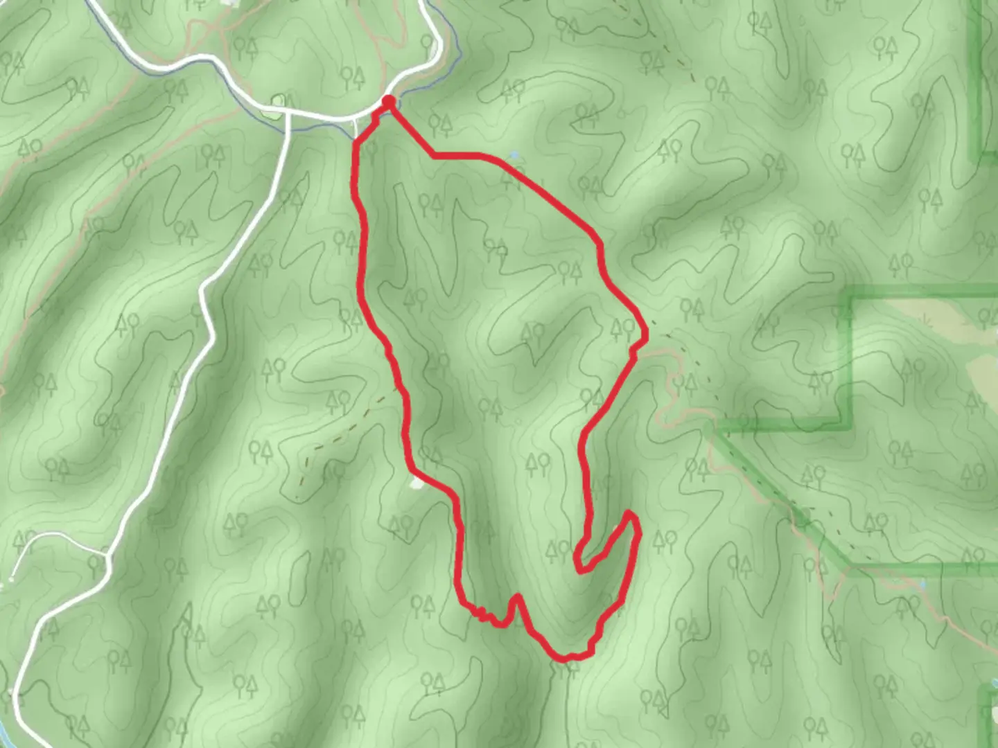 An image depicting the trail Rock Shelter-Low Gap-Tecumseh Loop Trail and its surrounding area.