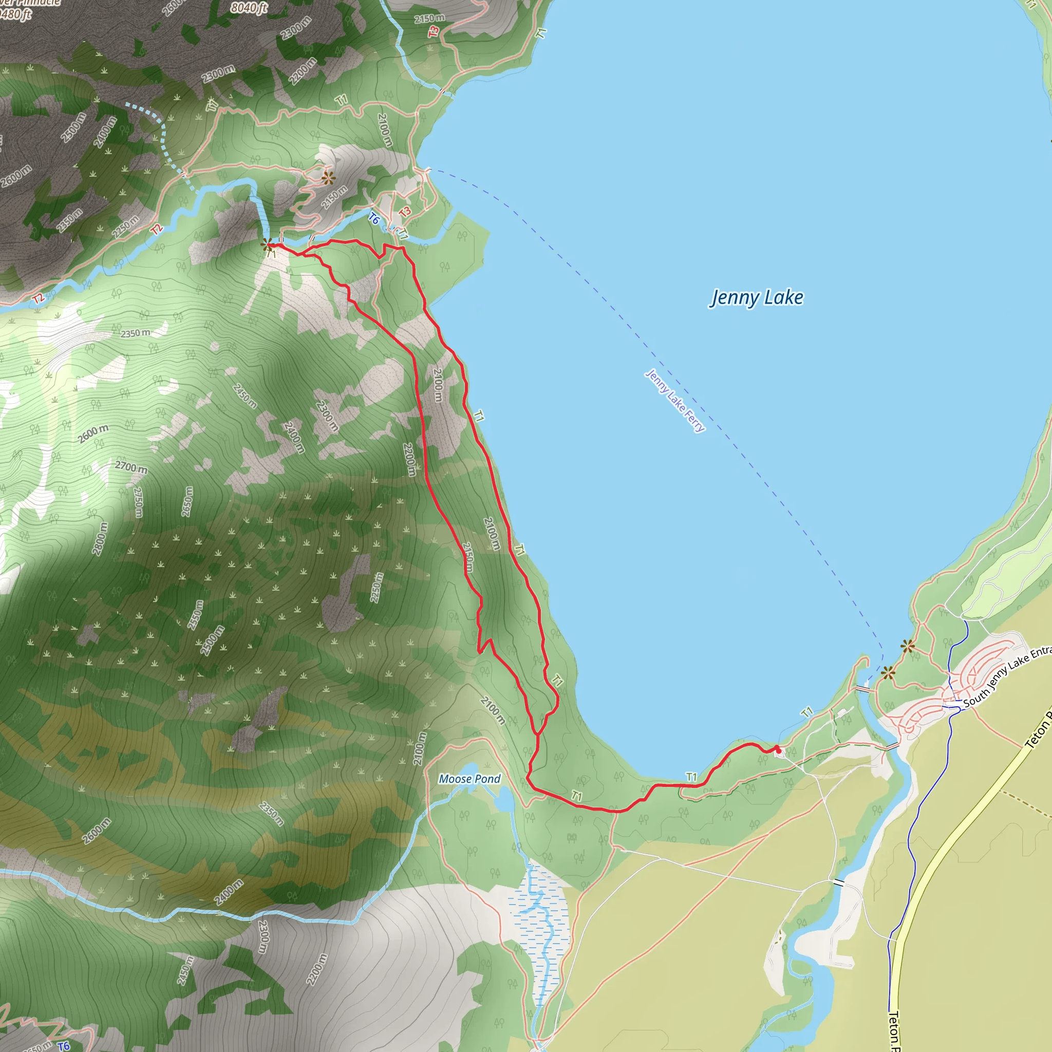 Hidden Falls via Jenny Lake Trail mobile static map