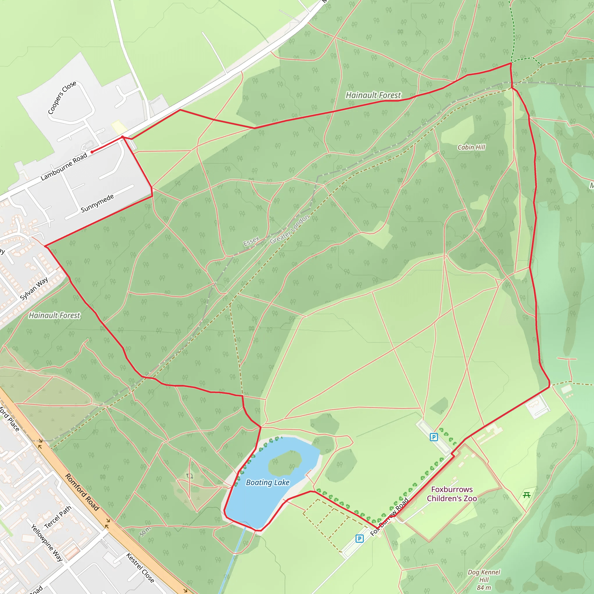 Boating Lake and Cabin's Plain mobile static map