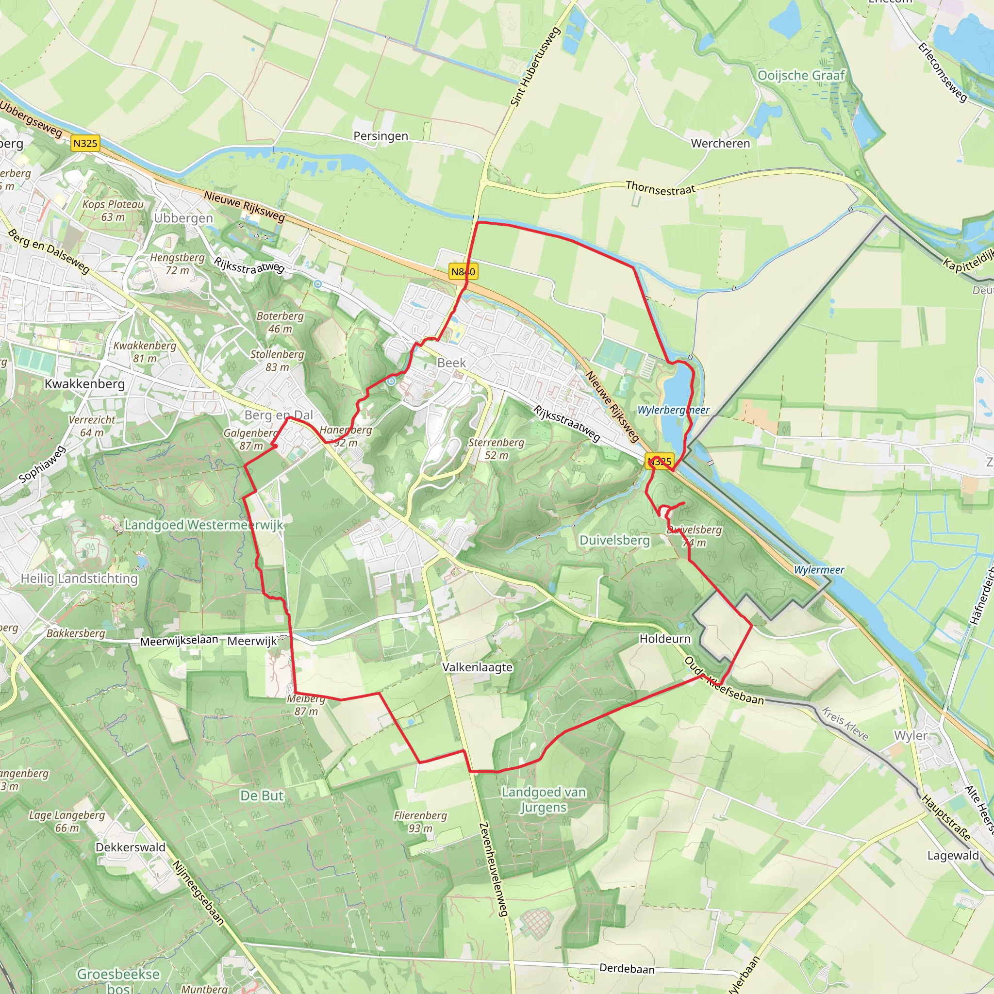 Afrika Museum, Duivelsberg and Wylerbergmeer Loop mobile static map