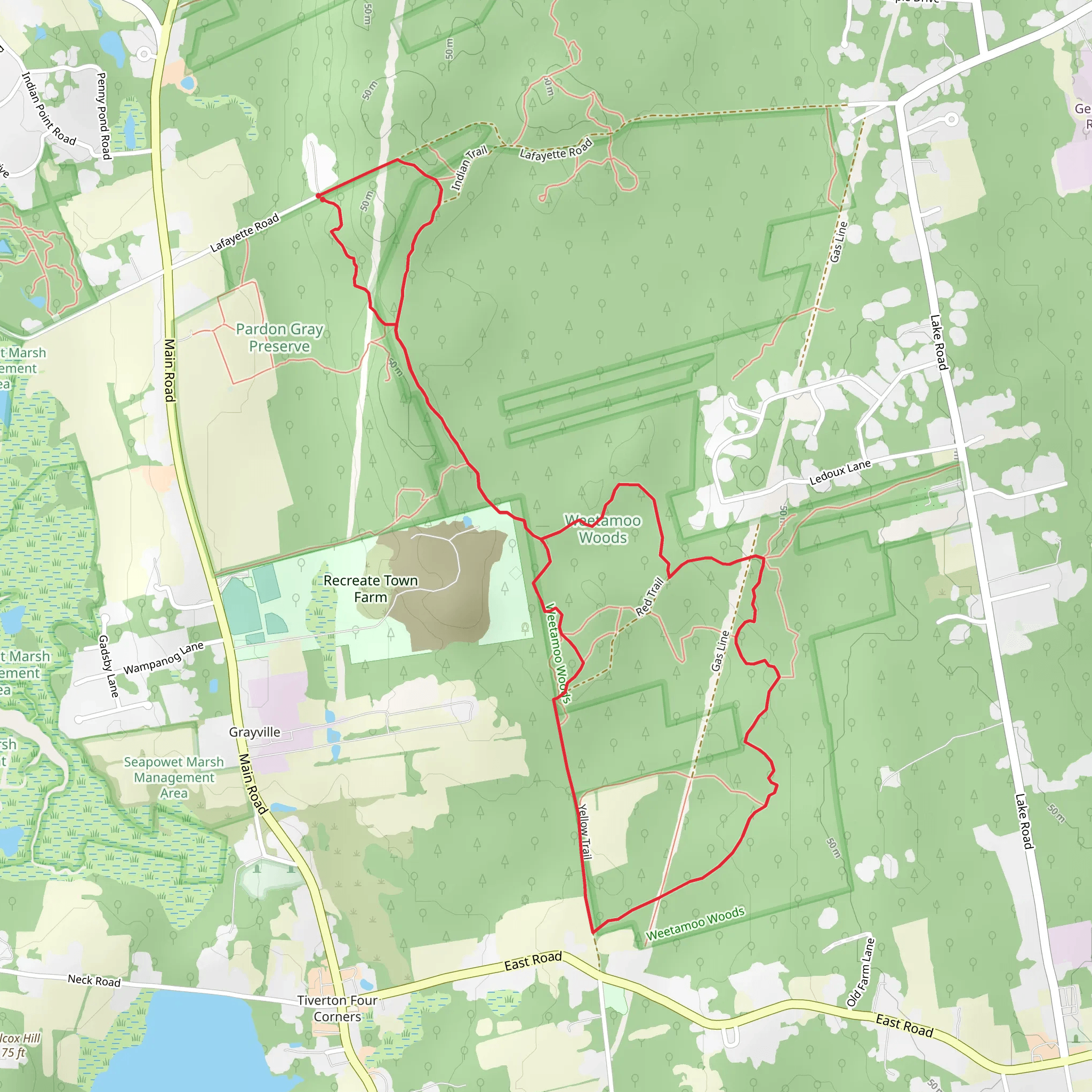 Lafayette Road - Yellow - Red Loop Trail mobile static map